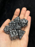Midnight Augury | Arcane Divination Sharp-Edge Dice Set | Witchy Inspired DnD Dice | Black & Silver Polyhedral Set for Dungeons and Dragons