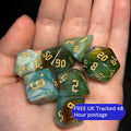 Mossmire Brew | Green & Swampy Resin DnD Dice Set | 7pc Nature TTRPG Dice | Forest Druid Dice for Dungeons and Dragons, Pathfinder Gift