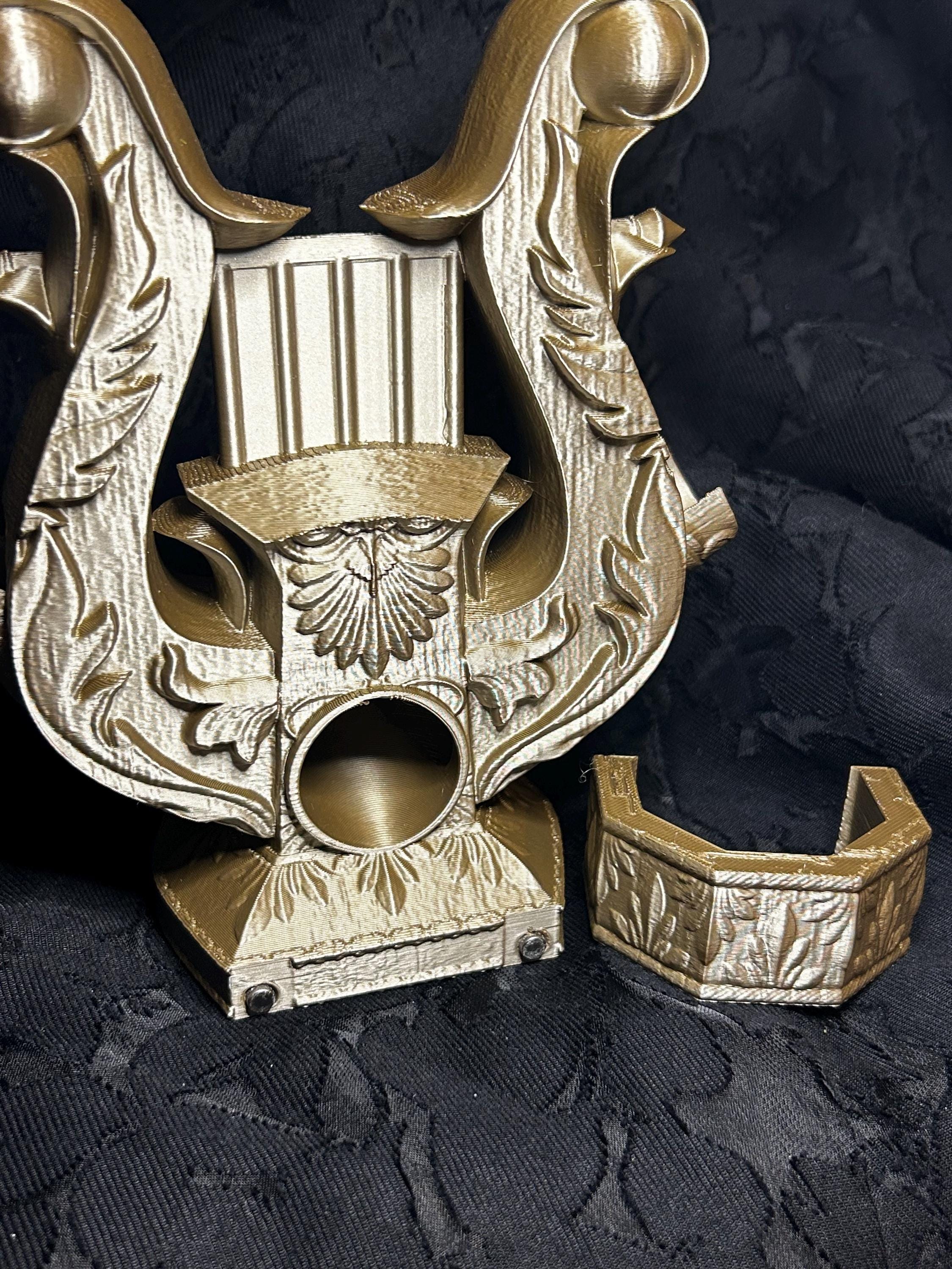 Fantasy Lyre Dice Tower | Bard Dice Roller for DND | Musical Dice Tower | Tabletop RPG Gift | Dungeons and Dragons Accessory