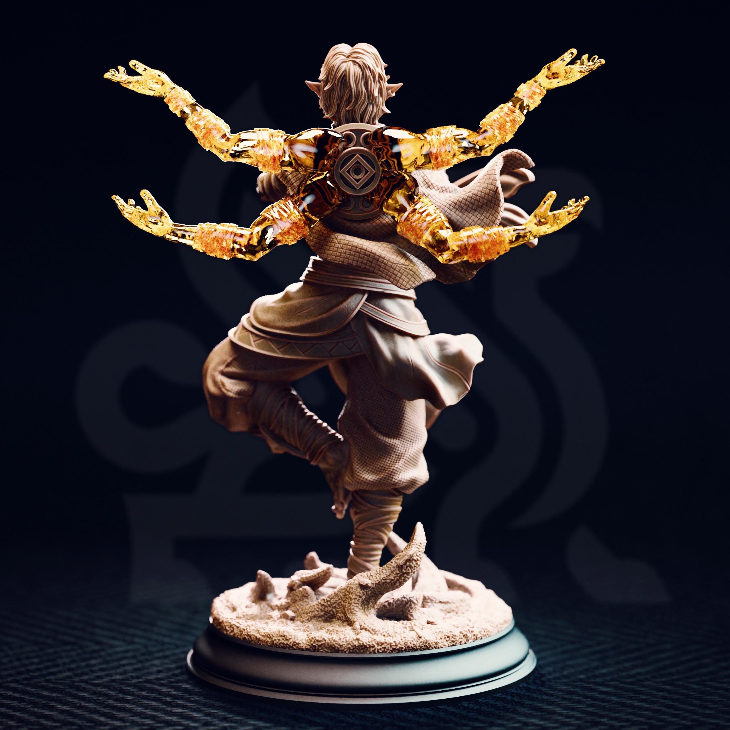 Caryian Of The Astral Sun | Elf Monk Fighter Barbarian | 32mm / 28mm / 75mm | Ideal for Tabletop RPGs | Dungeons and Dragons - Dm Stash