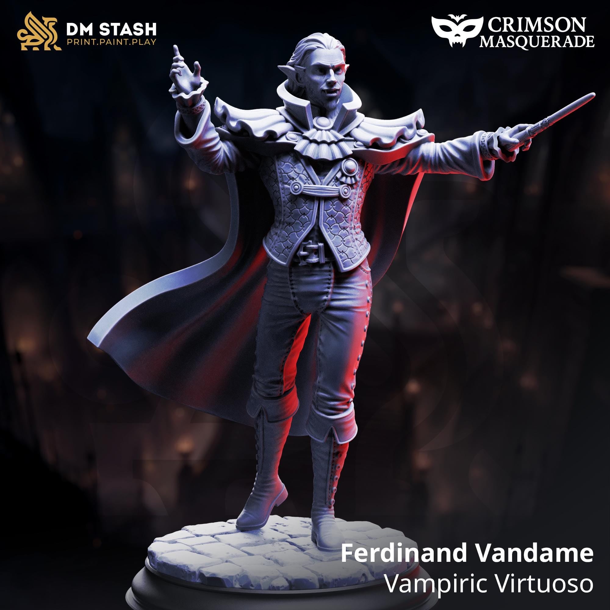 Ferdinand Vandame Vampire Musician DND Miniature | 32mm Resin RPG Figure Dungeons and Dragons