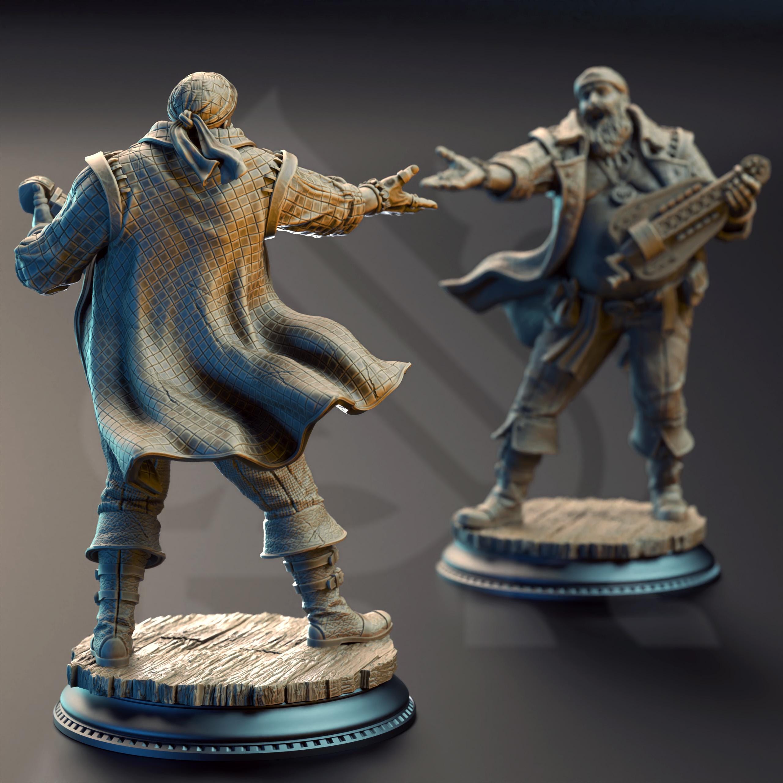Bossman Bill | Pirate Human Bard NPC| 32mm / 28mm / 75mm | Ideal for Tabletop RPGs | Dungeons and Dragons - Dm Stash