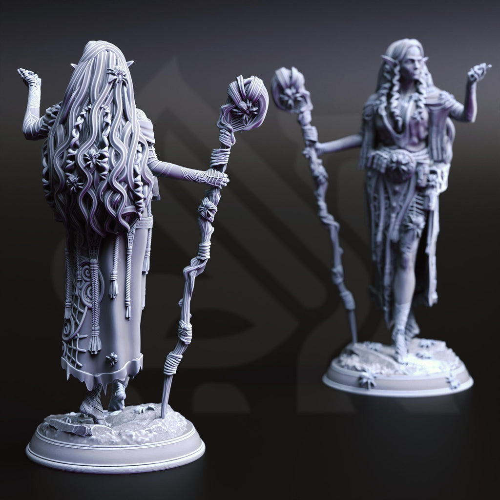 Irinia  | Female Drow Dark Elf Mage Sorcerer Warlock Wizard | 32mm / 28mm / 75mm | Ideal for Tabletop RPGs | Dungeons and Dragons - Dm Stash