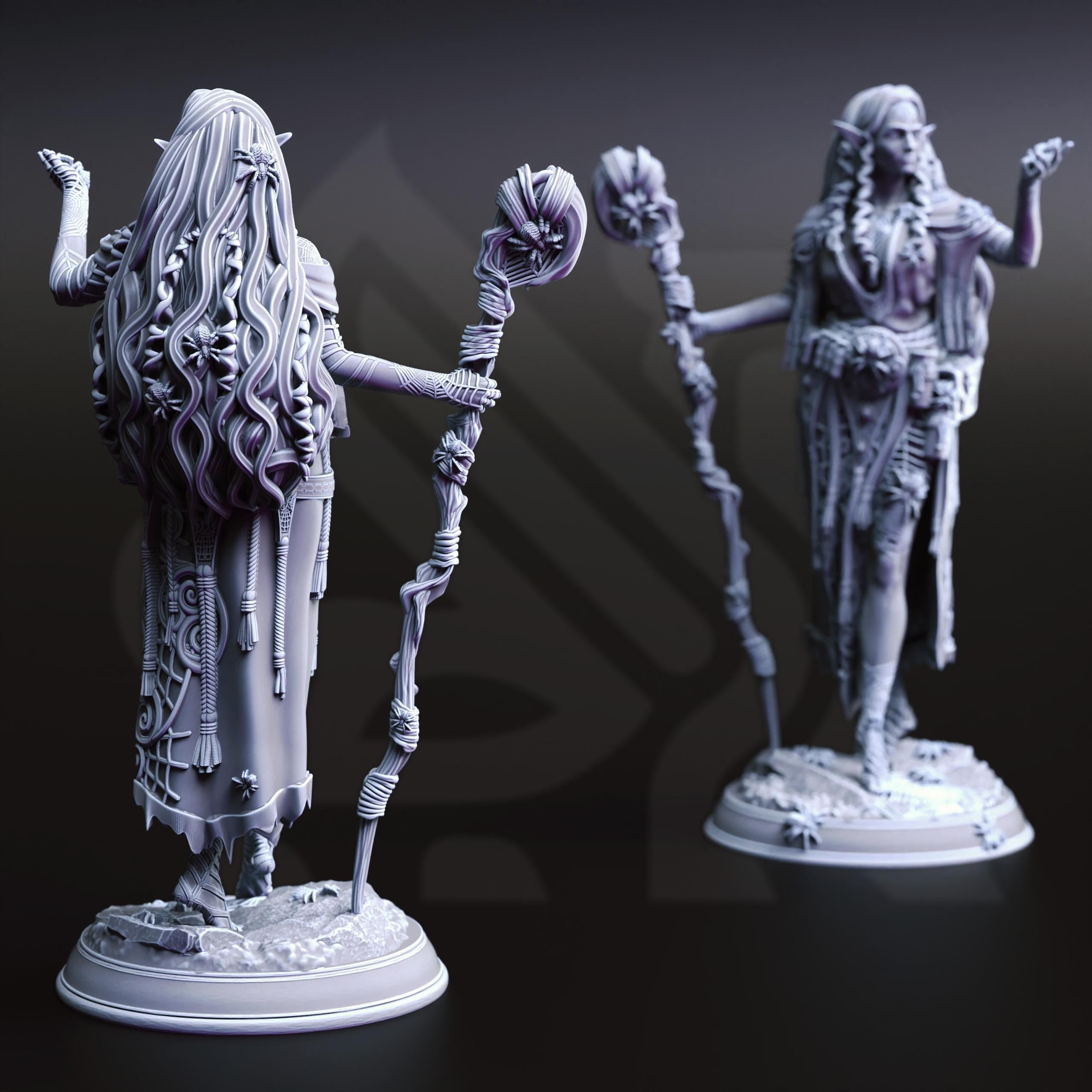 Irinia  | Female Drow Dark Elf Mage Sorcerer Warlock Wizard | 32mm / 28mm / 75mm | Ideal for Tabletop RPGs | Dungeons and Dragons - Dm Stash