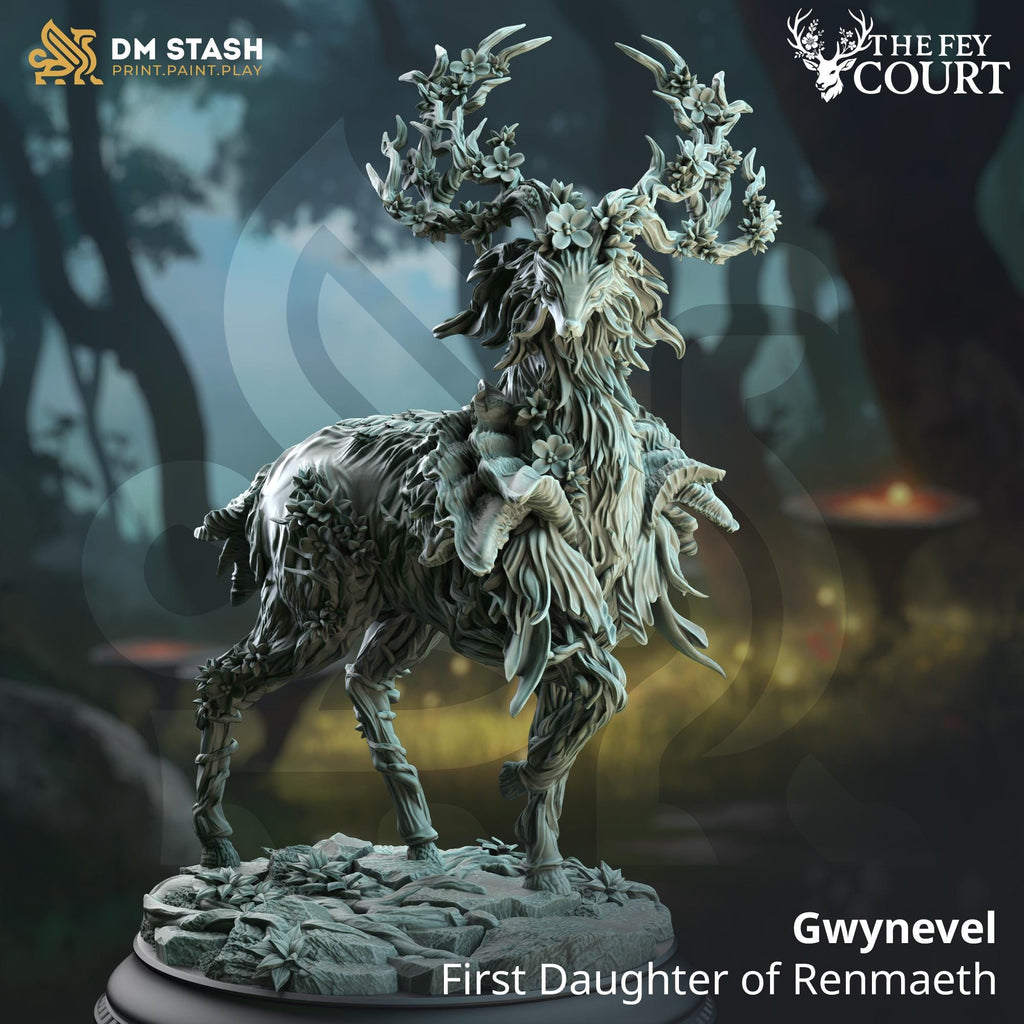 Gwyneval The 1st Daughter Of Raenmaeth | Deer Familiar NPC | 32mm / 28mm / 75mm | Ideal for Tabletop RPGs | Dungeons and Dragons - Dm Stash