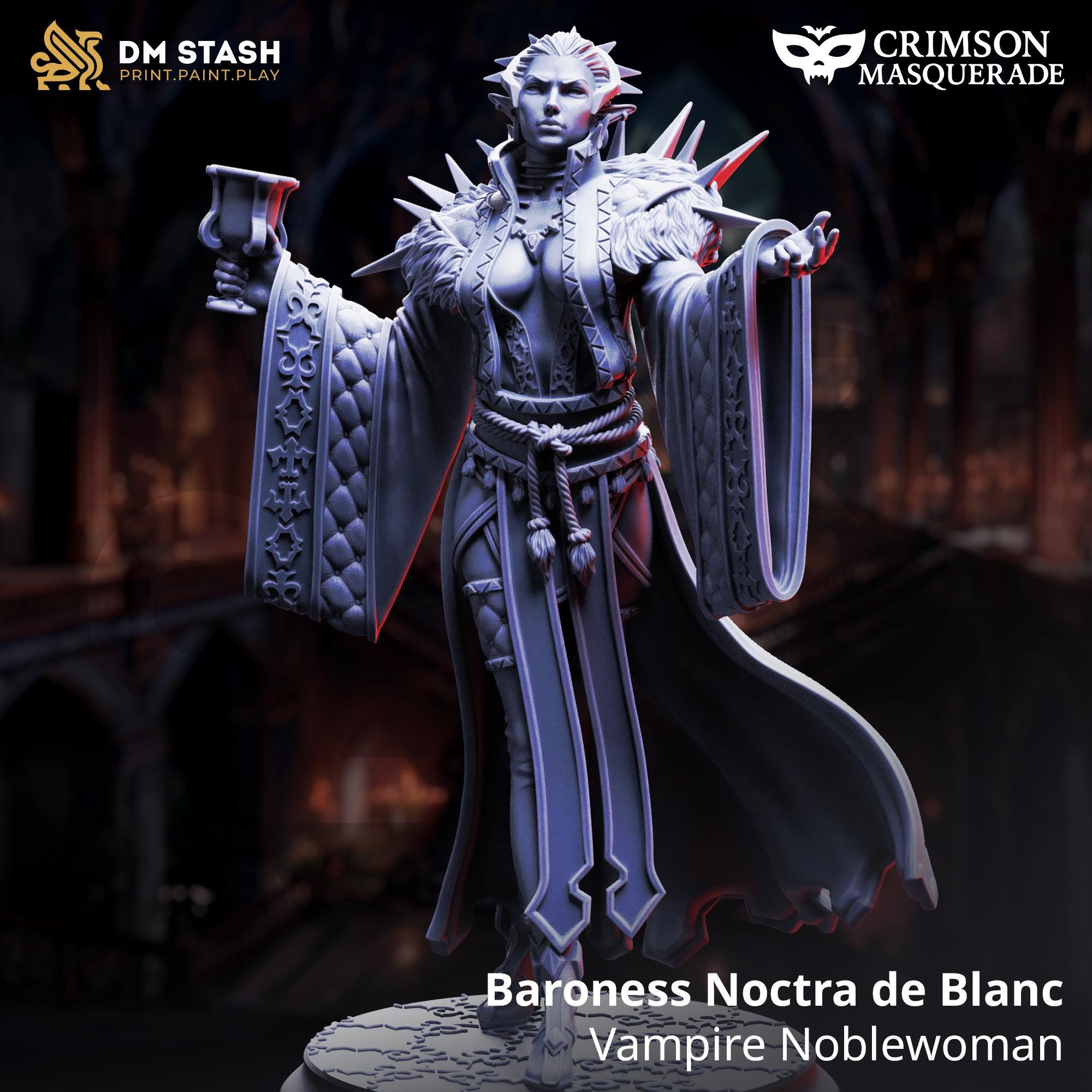 Baroness Noctra Vampire DND Miniature | 32mm Resin RPG Figure Dungeons and Dragons