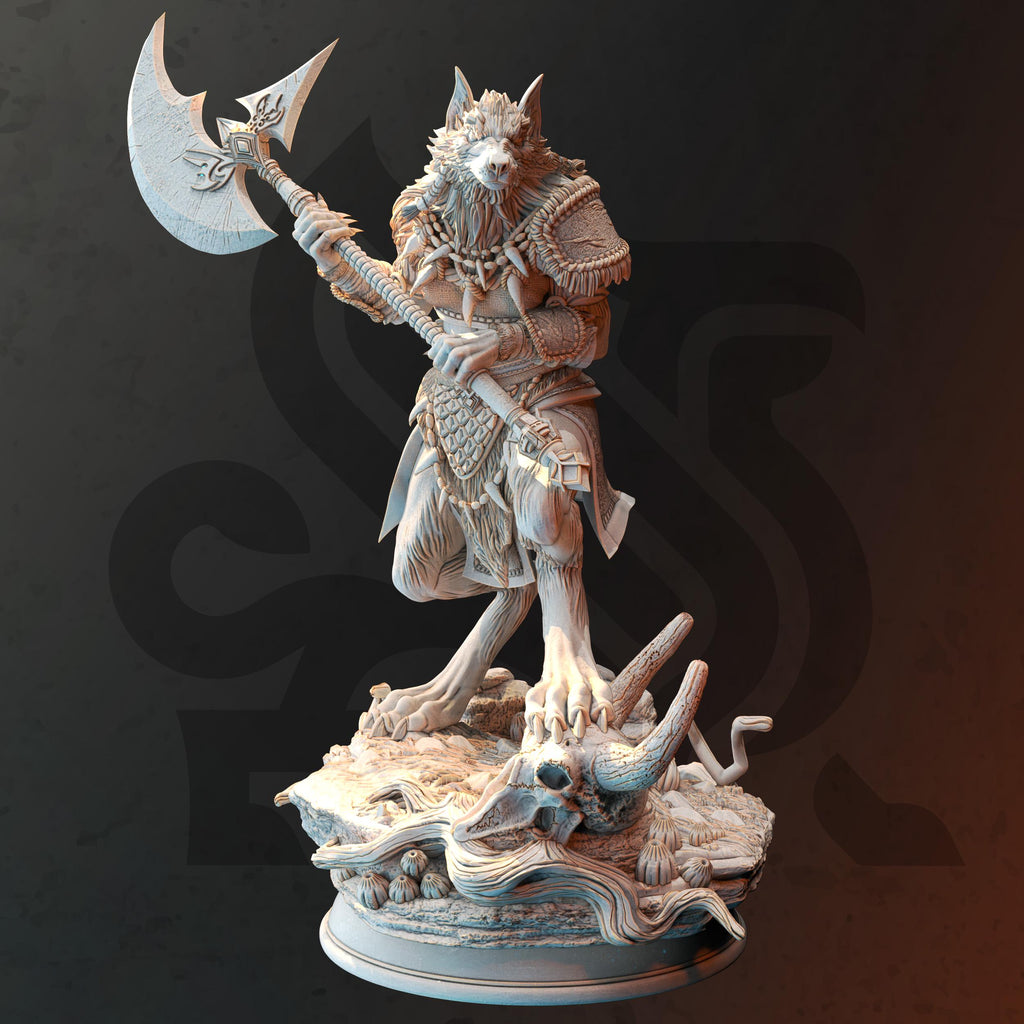 Ariana Grey l Werewolf | Wolf folk Monster Enemy Barbarian | 32mm / 28mm / 75mm | Ideal for Tabletop RPGs | Dungeons and Dragons - Dm Stash