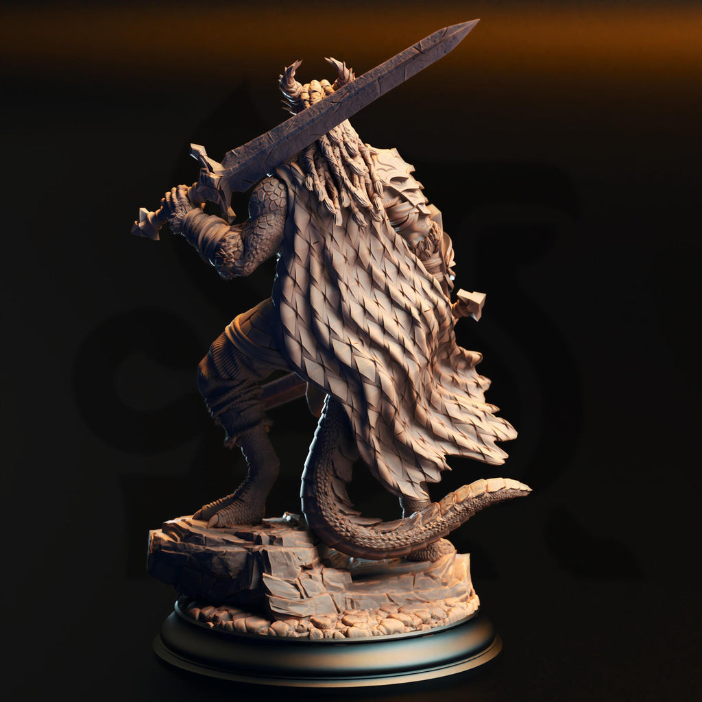 Skraa Dark Eye | Dragonborn Barbarian | 32mm / 28mm / 75mm | Ideal for Tabletop RPGs | Dungeons and Dragons - Dm Stash