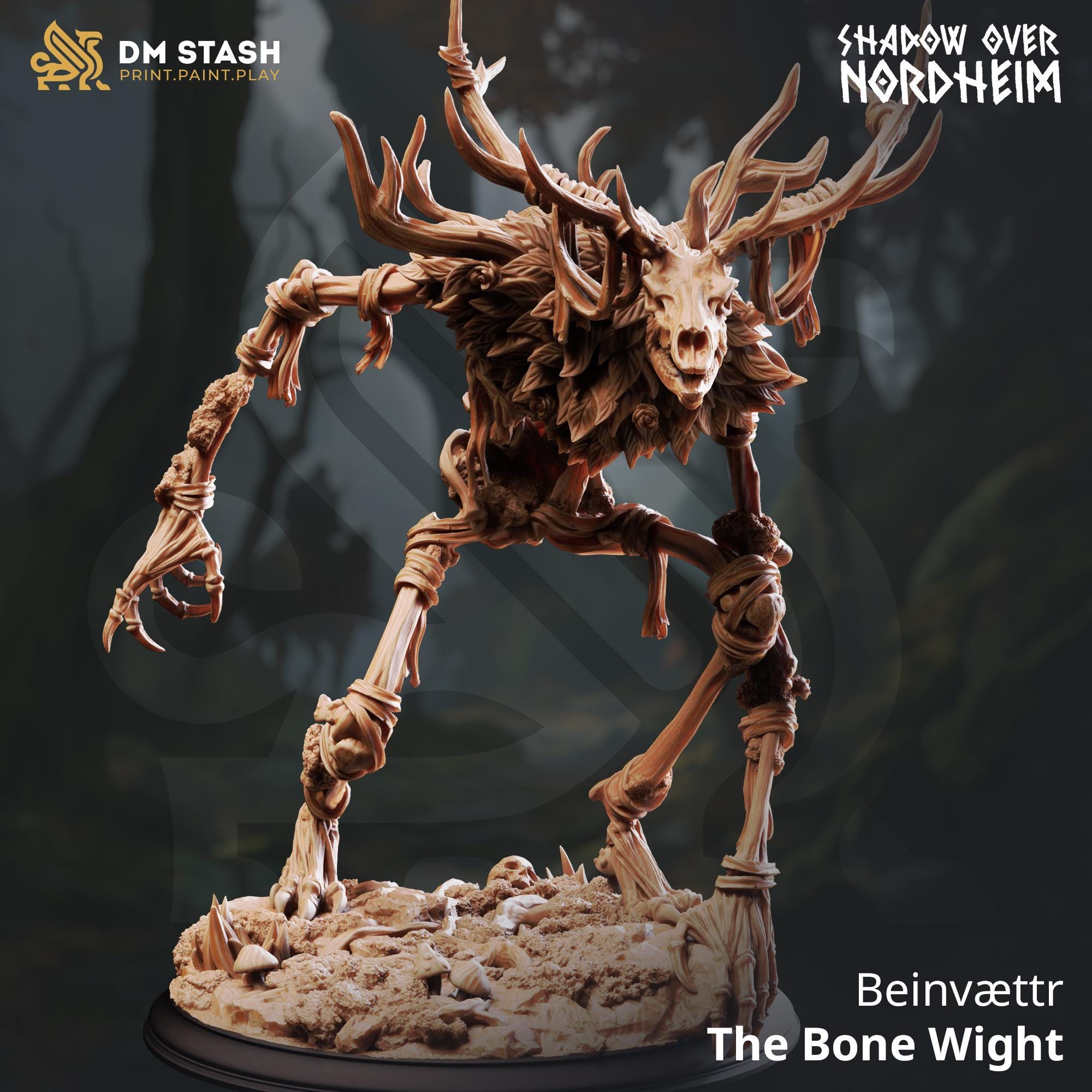 The Bone Wight | Familiar NPC Monster Enemy Nordic Deer| 32mm / 28mm / 75mm | Ideal for Tabletop RPGs | Dungeons and Dragons - Dm Stash