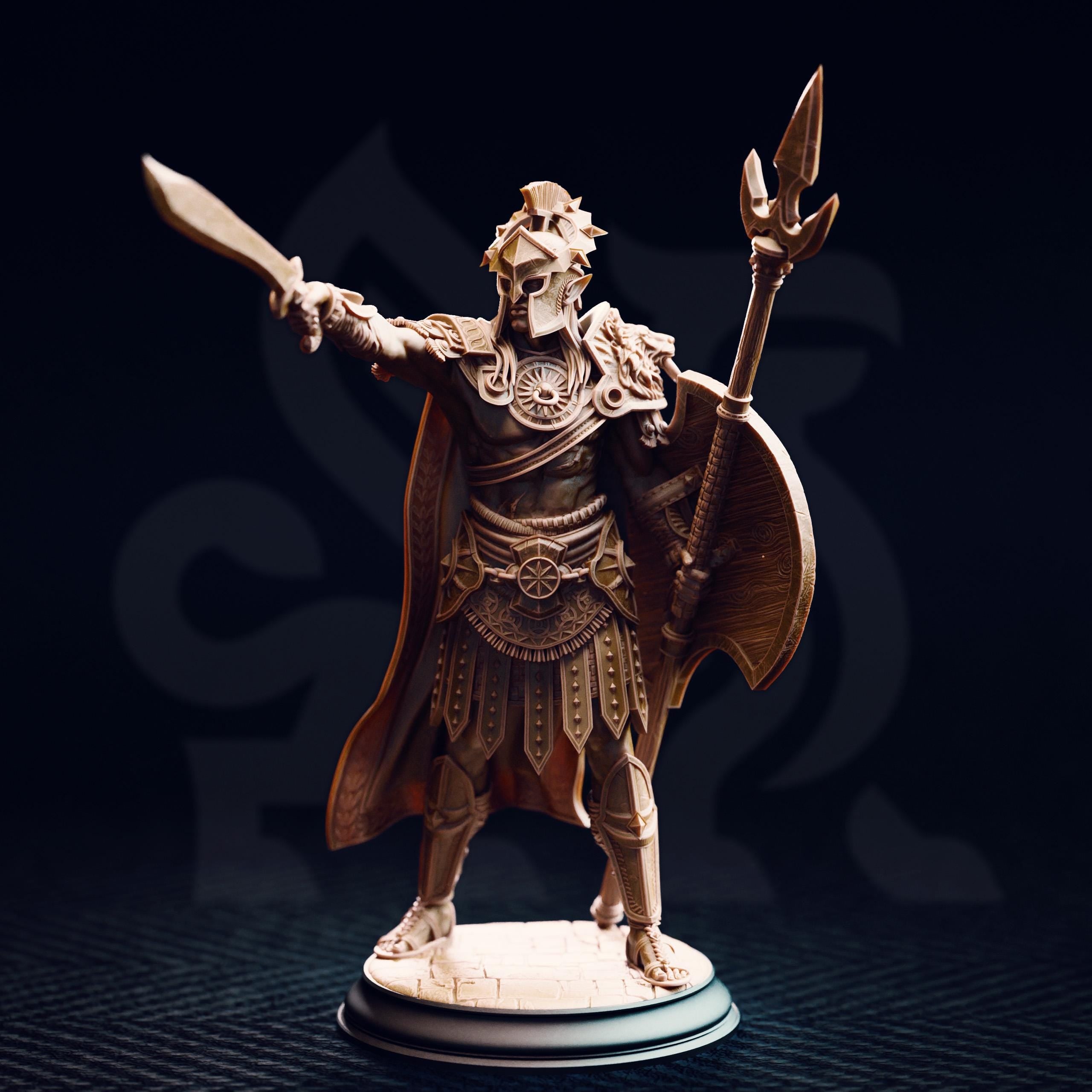 Vilryn Gladiator | Elf Eladrin Drow Paladin Fighter | 32mm / 28mm / 75mm | Ideal for Tabletop RPGs | Dungeons and Dragons - Dm Stash
