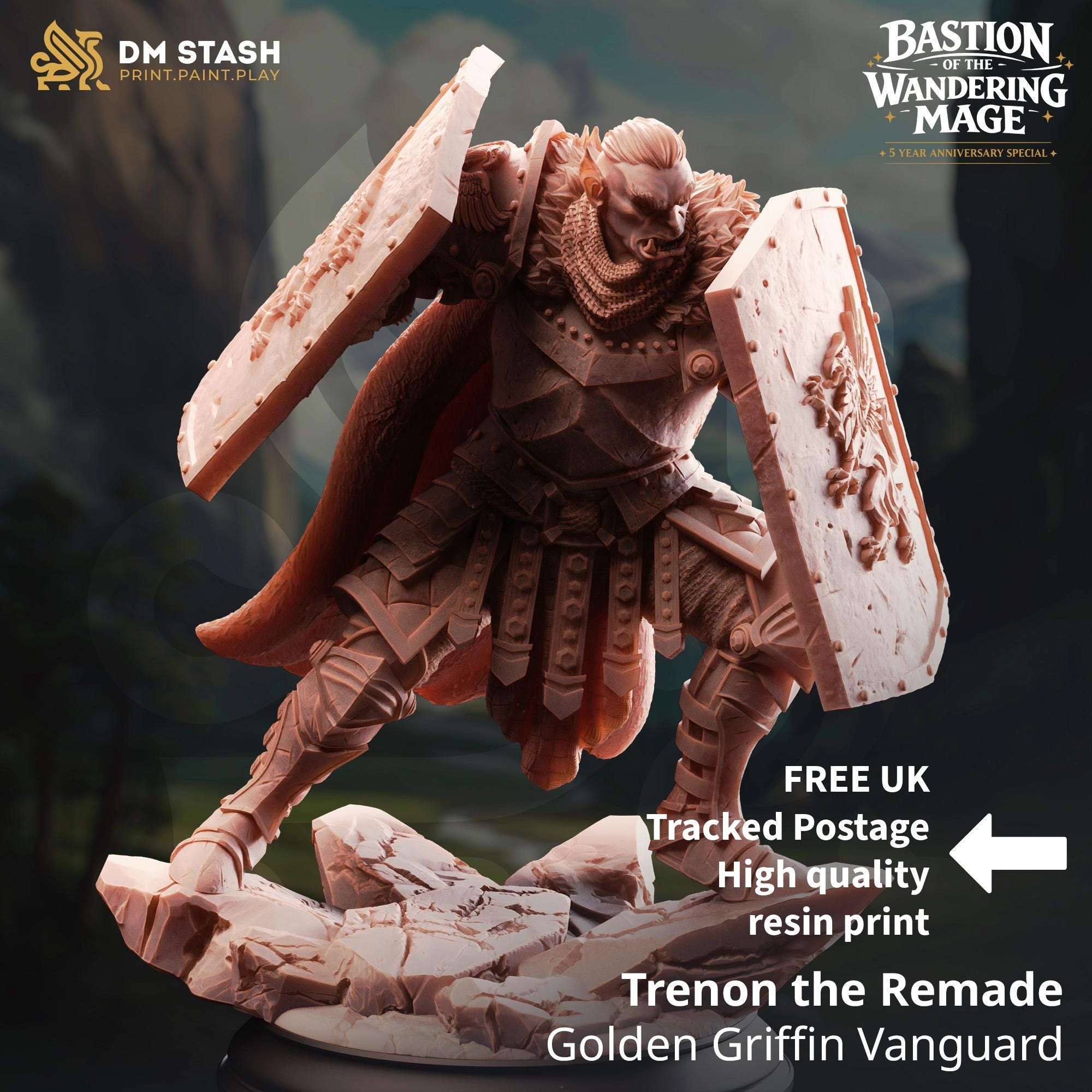 Trenon Orc Fighter DND Miniature | 32mm Resin RPG Figure Dungeons and Dragons