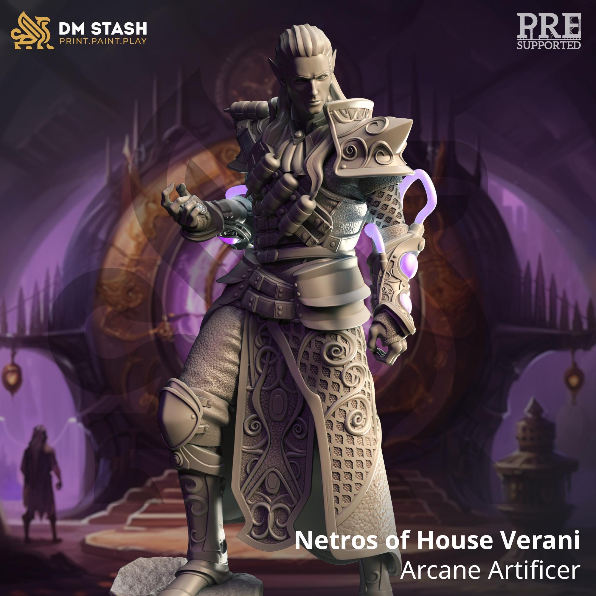 Netros | Elf Artificer Wizard Sorcerer Mage | 32mm / 28mm / 75mm | Ideal for Tabletop RPGs | Dungeons and Dragons - Dm Stash