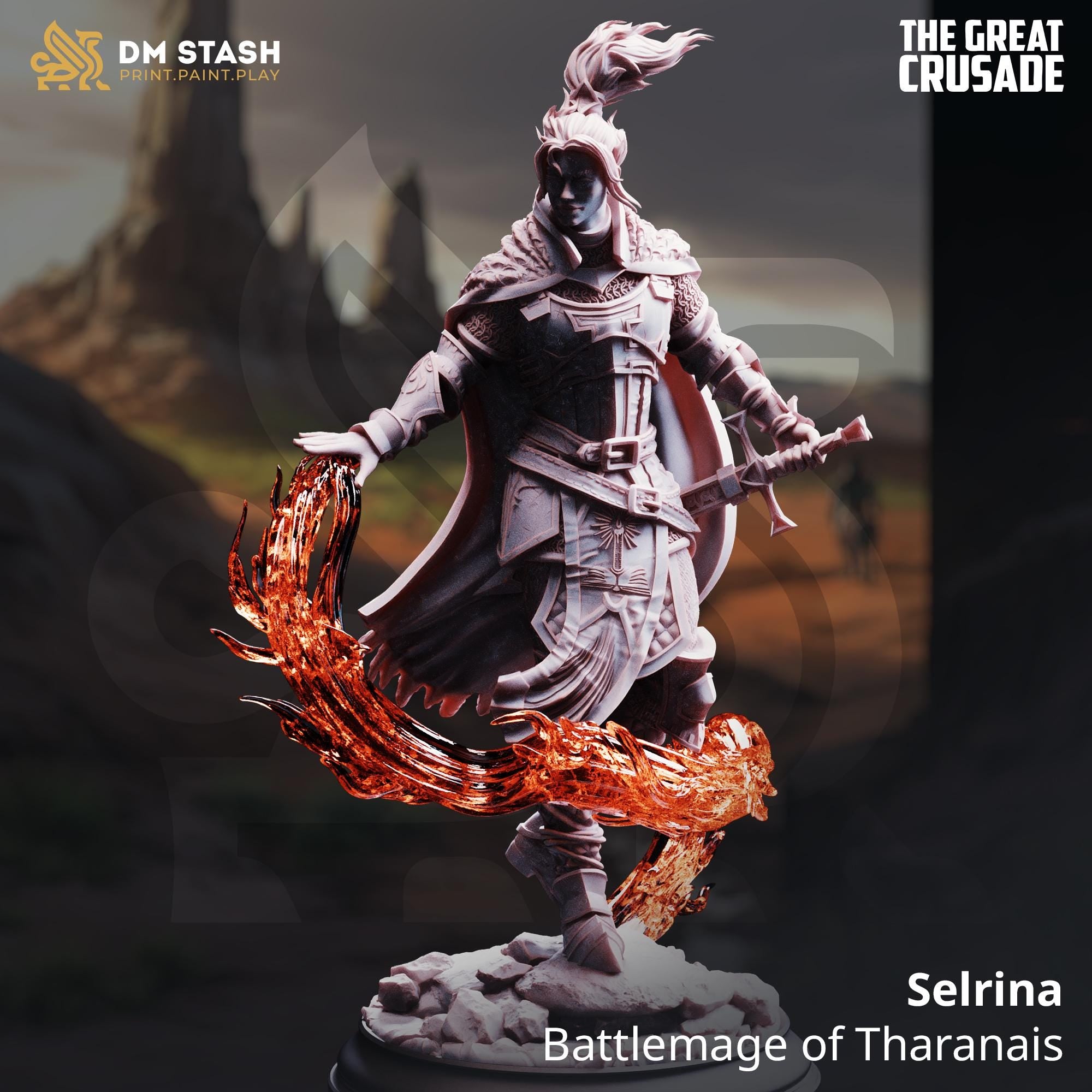 Selrina Battlemage | Female Human Paladin Mage Cleric | 32mm / 28mm / 75mm | Ideal for Tabletop RPGs | Dungeons and Dragons - Dm Stash