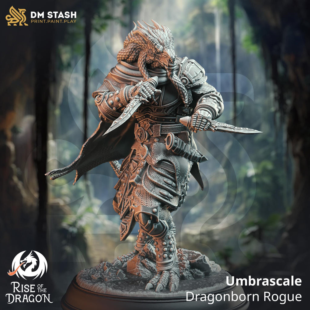 Umbrascale | Dragonborn Rogue Fighter | 32mm / 28mm / 75mm | Ideal for Tabletop RPGs | Dungeons and Dragons - Dm Stash