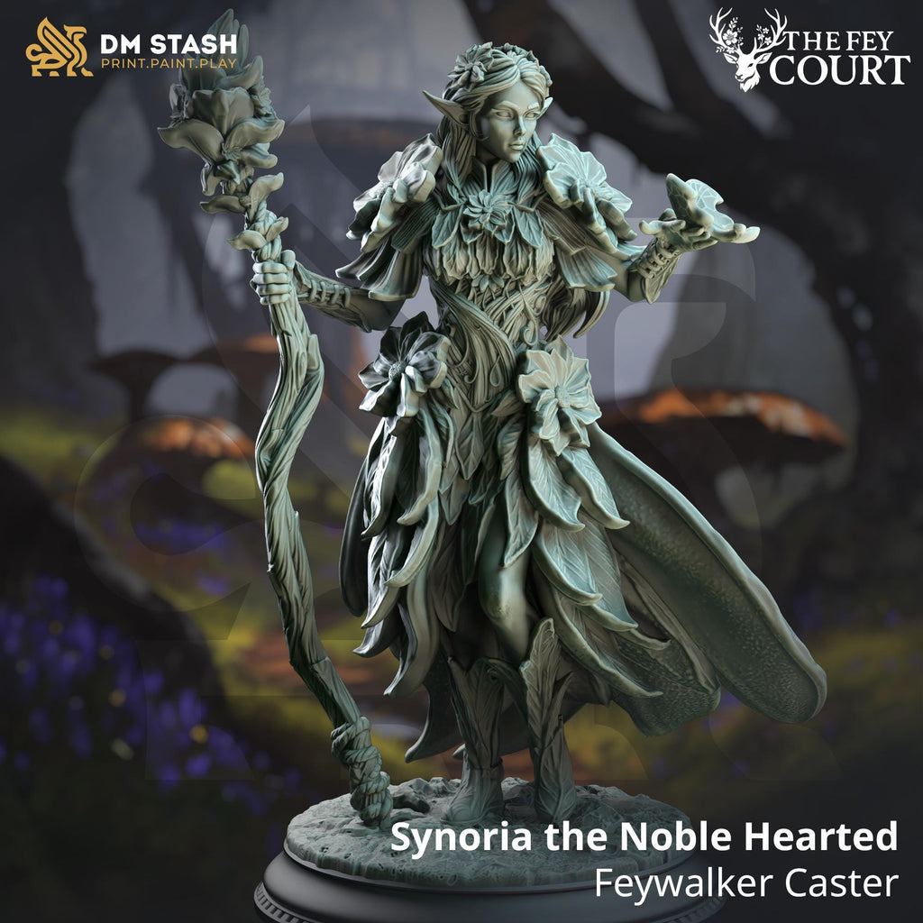 Synoria The Noblehearted | Elf Mage Wizard Sorcerer Druid| 32mm / 28mm / 75mm | Ideal for Tabletop RPGs | Dungeons and Dragons - Dm Stash