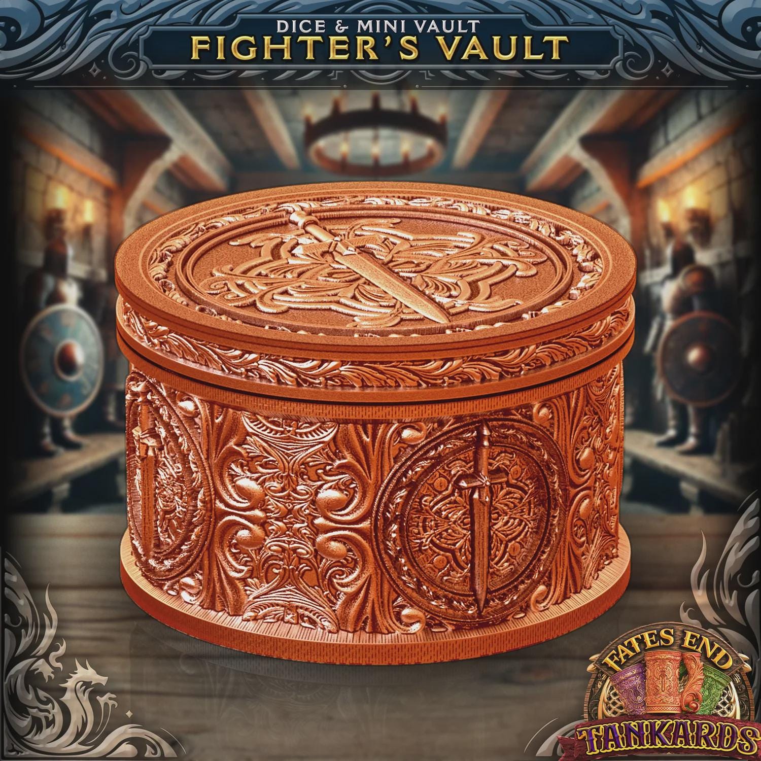 Fighter’s Vault Dice Storage | Secure Screw-Top Dice Box | DND Dice Holder | Fantasy Dice Vault for Tabletop RPG | Holds 1 Set
