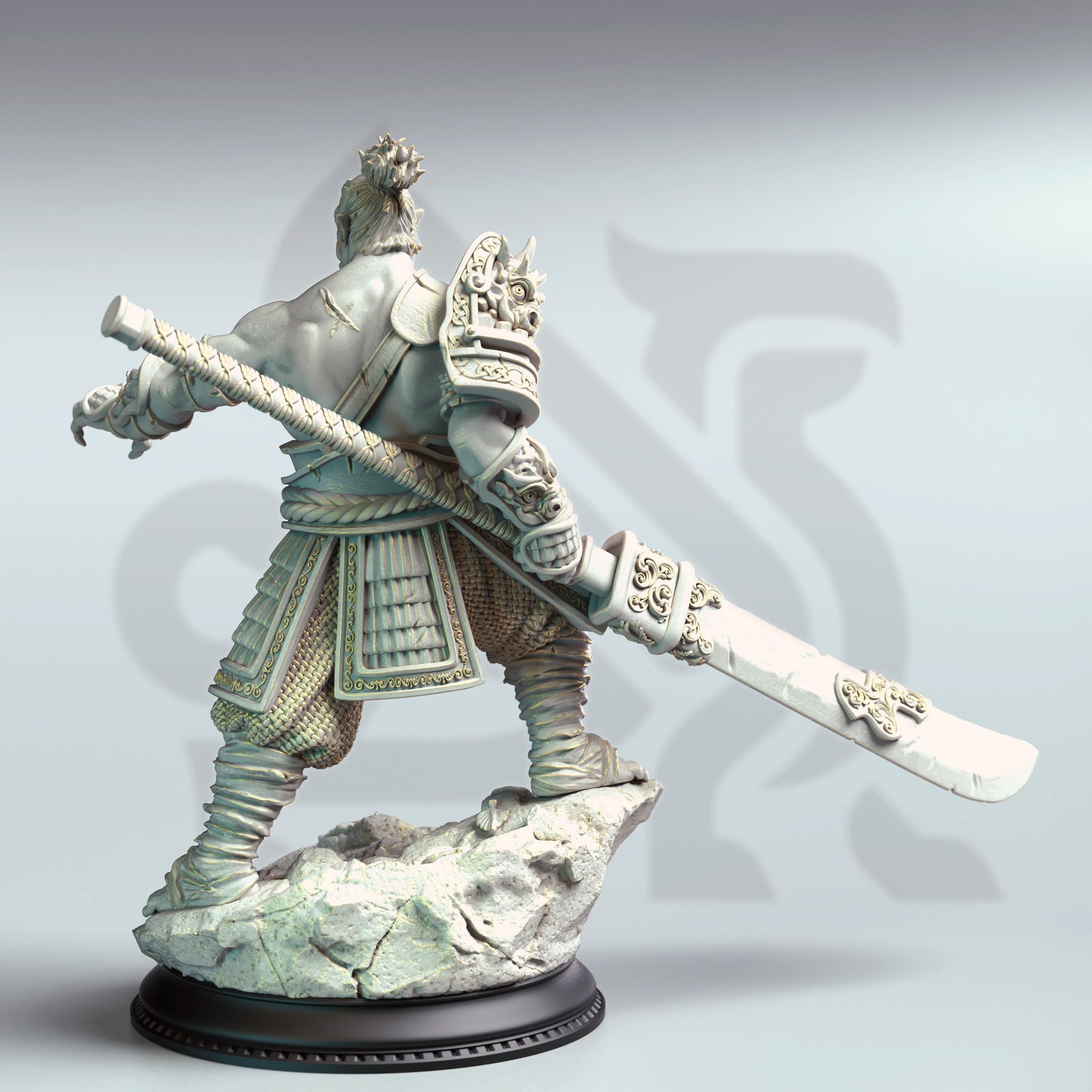 Bao Long Orc Battlemaster| Orc Fighter Paladin | 32mm / 28mm / 75mm | Ideal for Tabletop RPGs | Dungeons and Dragons - Dm Stash