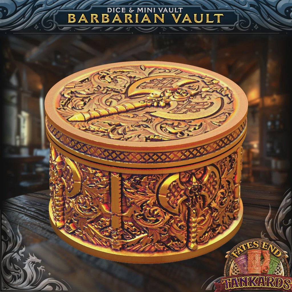 Barbarian’s Vault Dice Storage | Secure Screw-Top Dice Box | DND Dice Holder | Fantasy Dice Vault for Tabletop RPG | Holds 1 Set