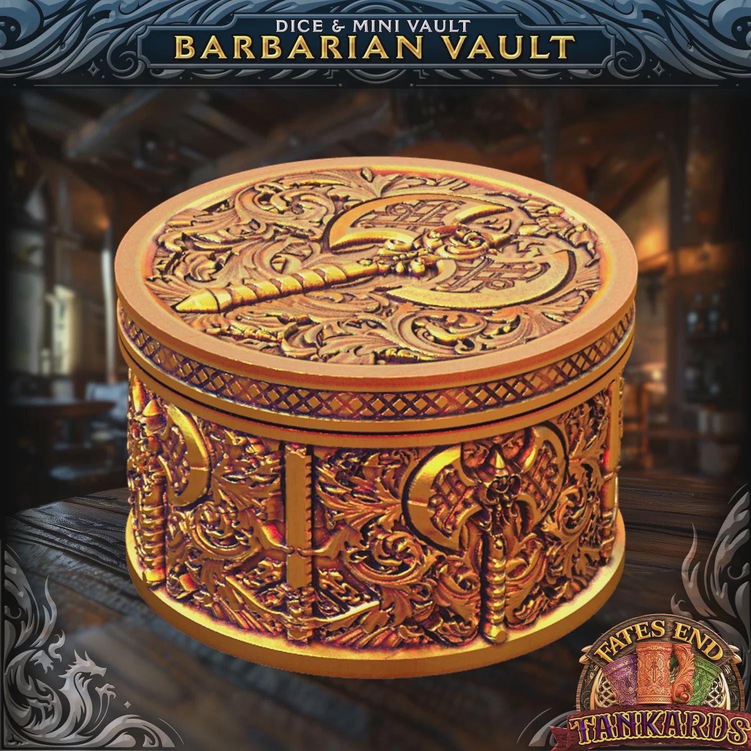Barbarian’s Vault Dice Storage | Secure Screw-Top Dice Box | DND Dice Holder | Fantasy Dice Vault for Tabletop RPG | Holds 1 Set