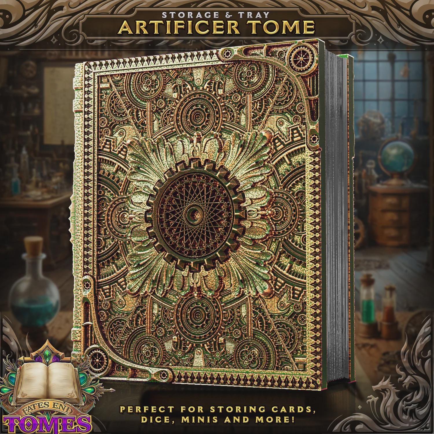 Artificer Dice Tower Book | Dungeons & Dragons Dice Storage Tome | RPG Dice Tray | Bardic Gift | TTRPG Accessory Organiser