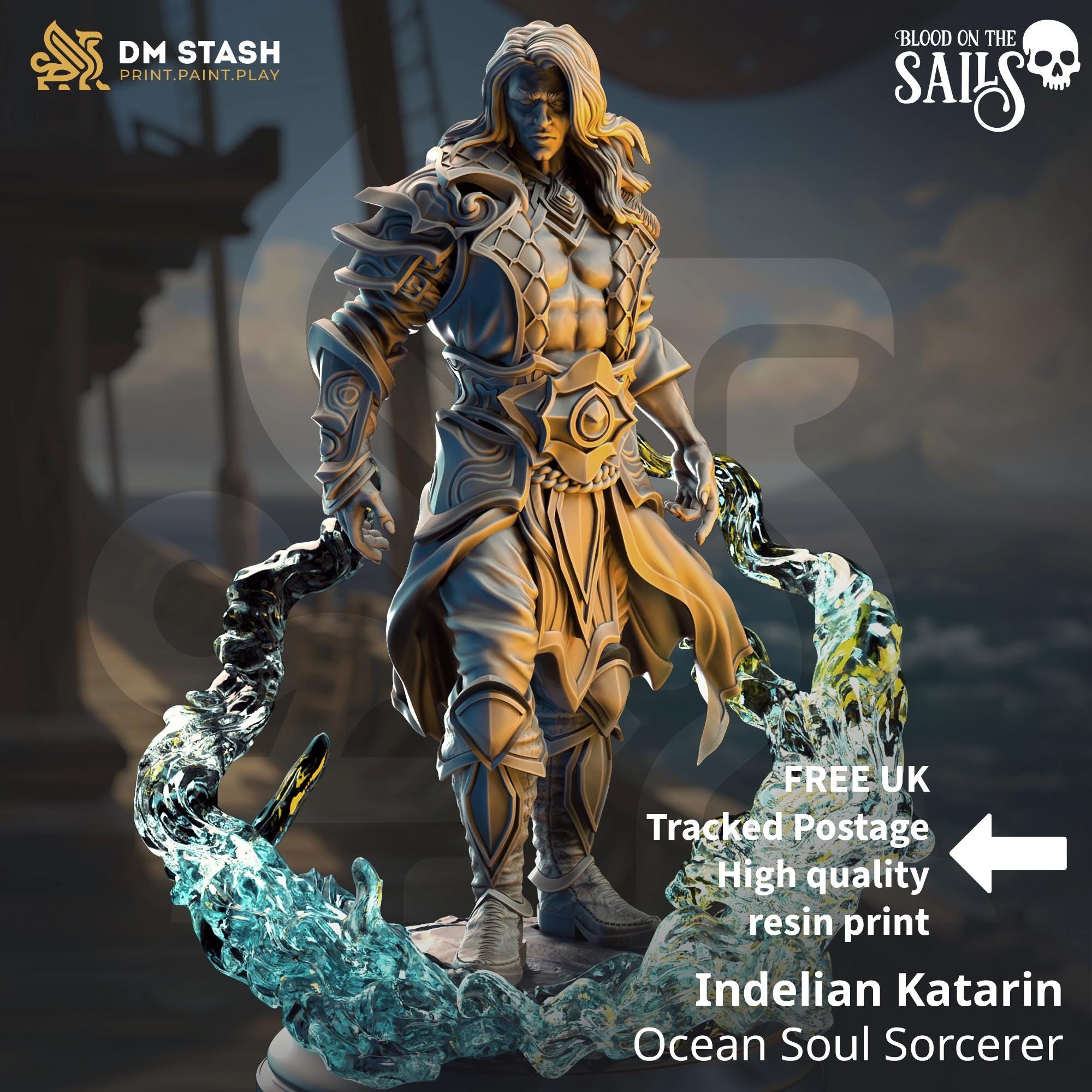 Indeilian Katarin | Pirate Elf Rogue Mage Sorcerer Wizard | 32mm / 28mm / 75mm | Ideal for Tabletop RPGs | Dungeons and Dragons - Dm Stash