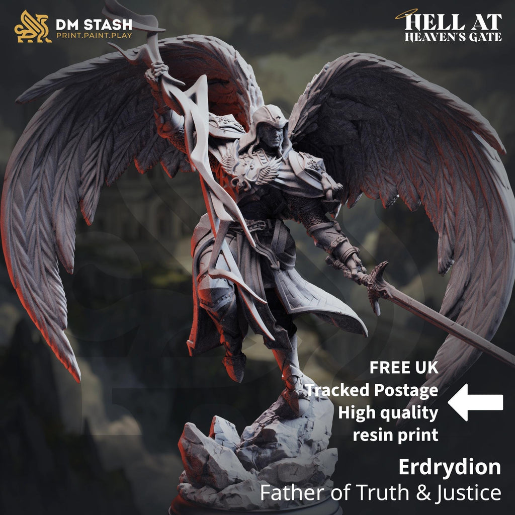 Erdrydion Angel Paladin Miniature DND Miniature | 32mm Resin RPG Figure Dungeons and Dragons