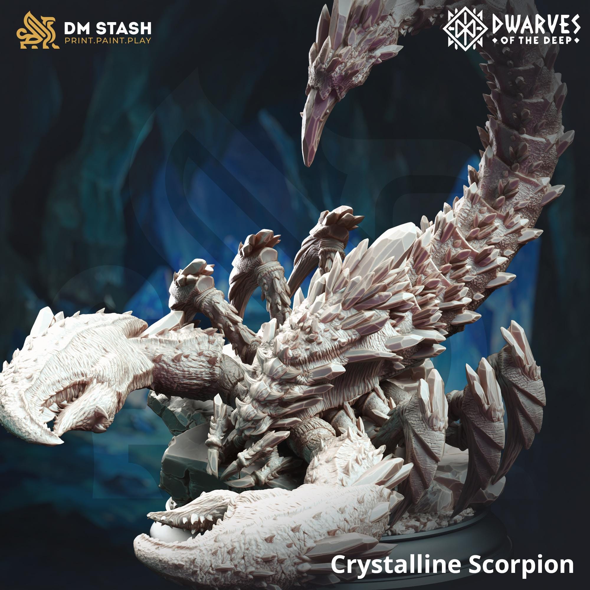 Crystalline Scorpion | Underdark Monster Enemy | 32mm / 28mm / 75mm | Ideal for Tabletop RPGs | Dungeons and Dragons - Dm Stash