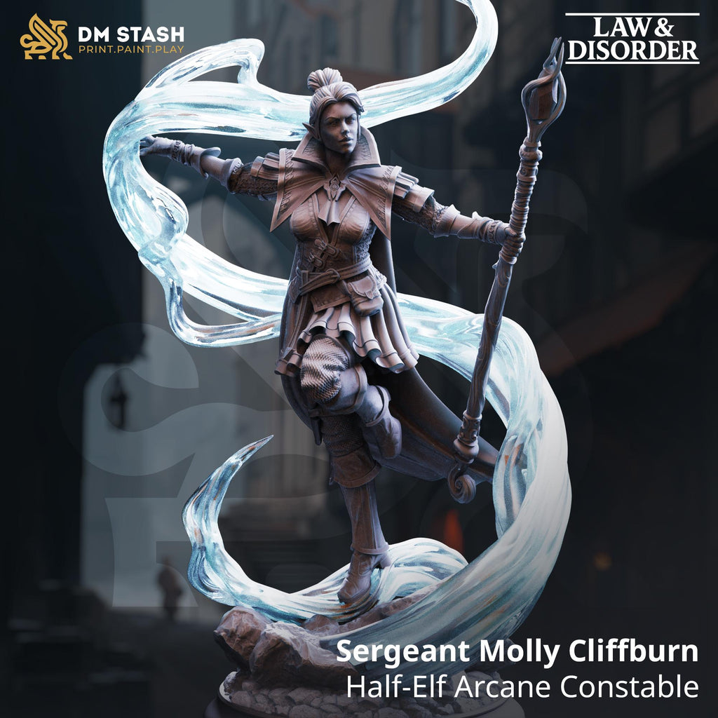 Molly Cliffburn Female Elf Mage DND Miniature | 32mm Resin RPG Figure Dungeons and Dragons