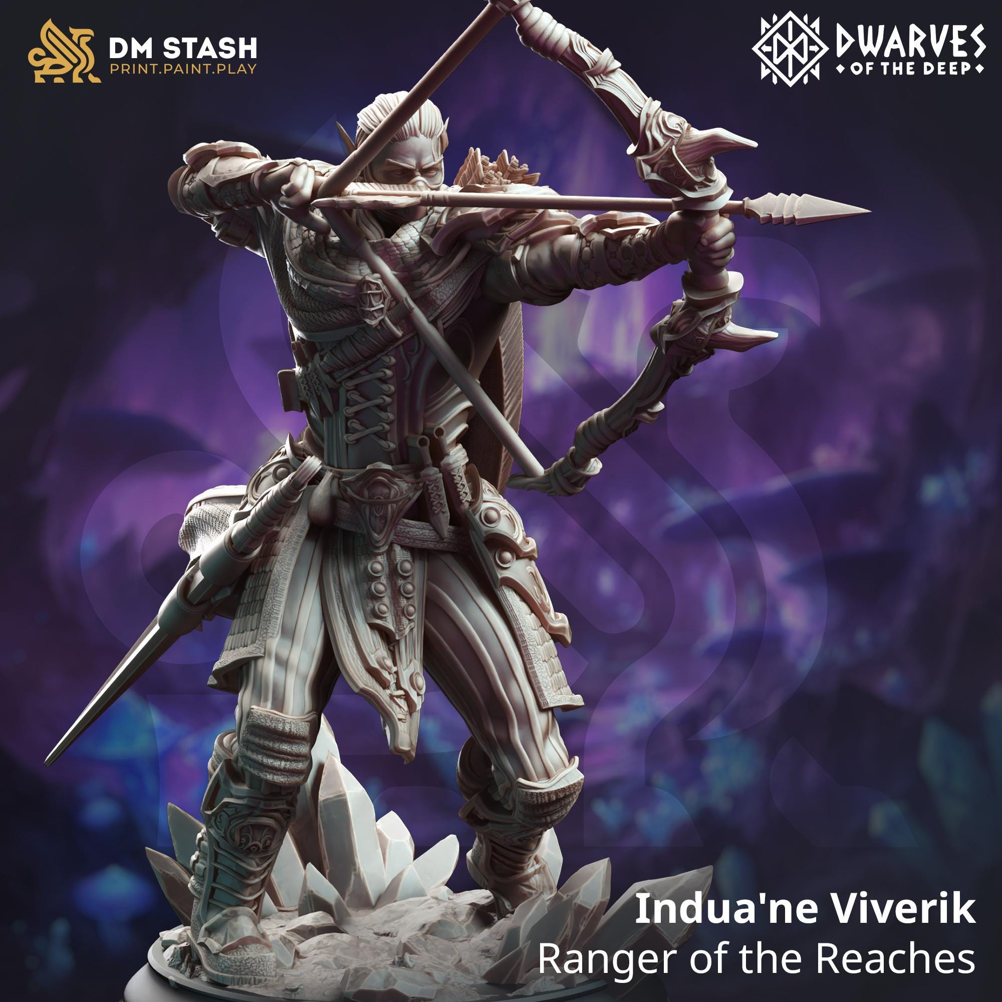 Drow Ranger Miniature DND Miniature | 32mm Resin RPG Figure Dungeons and Dragons