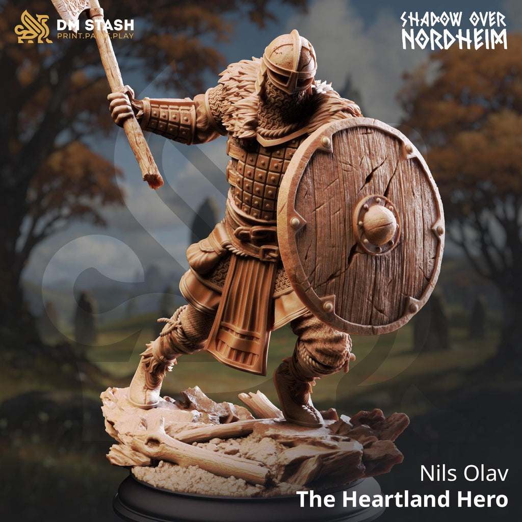 Nils Olav | Human Fighter Barbarian Viking Nordic Paladin | 32mm / 28mm / 75mm | Ideal for Tabletop RPGs | Dungeons and Dragons - Dm Stash