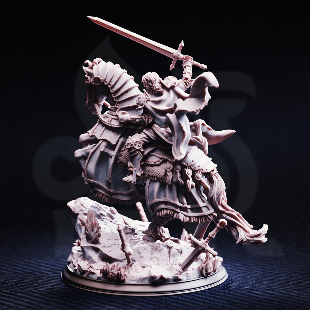 Jeanne Maiden Of Justice With Mount | Human Paladin Fighter | 32mm / 28mm / 75mm | Ideal for Tabletop RPGs | Dungeons and Dragons - Dm Stash