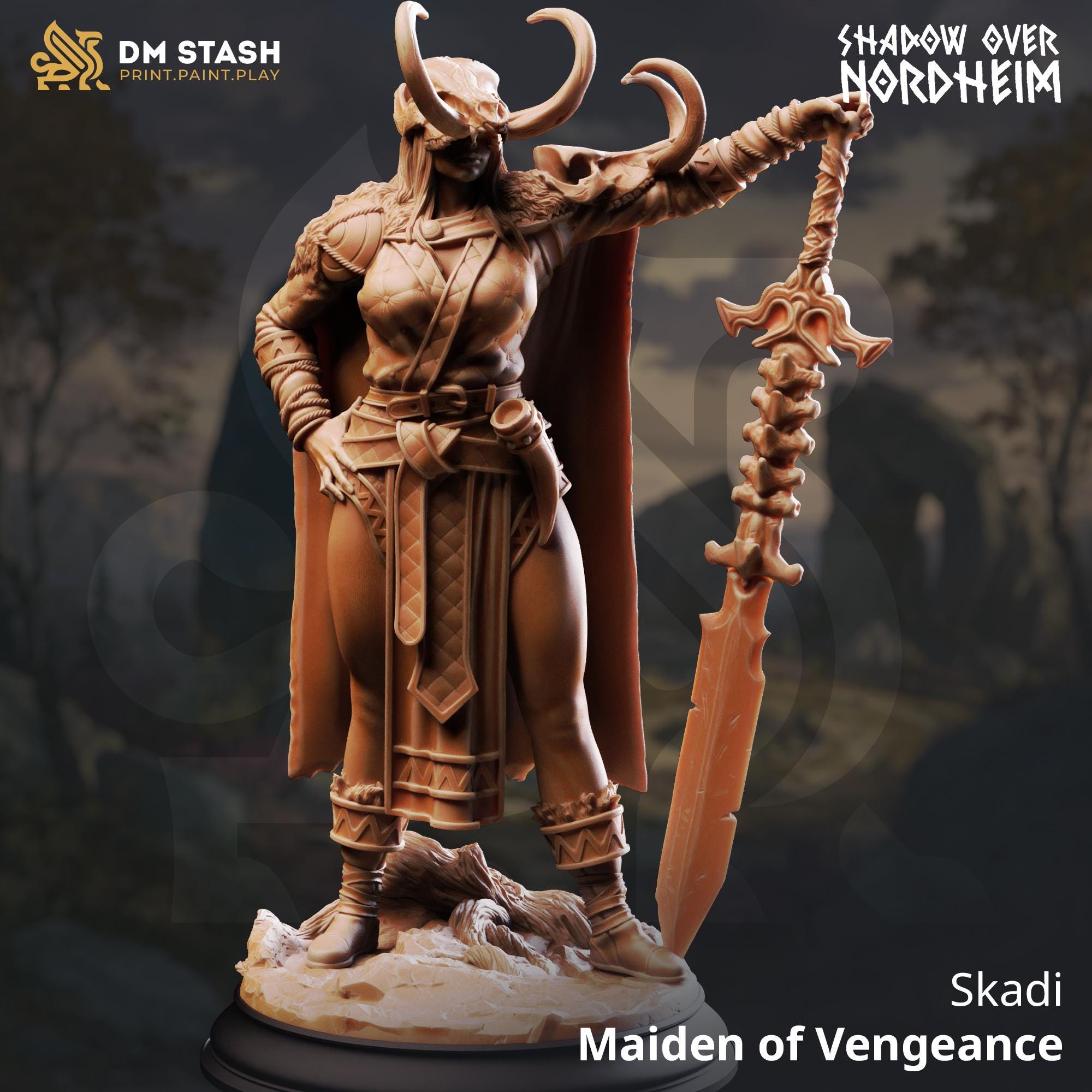 Skadi | Human Fighter Barbarian Viking Nordic Paladin| 32mm / 28mm / 75mm | Ideal for Tabletop RPGs | Dungeons and Dragons - Dm Stash