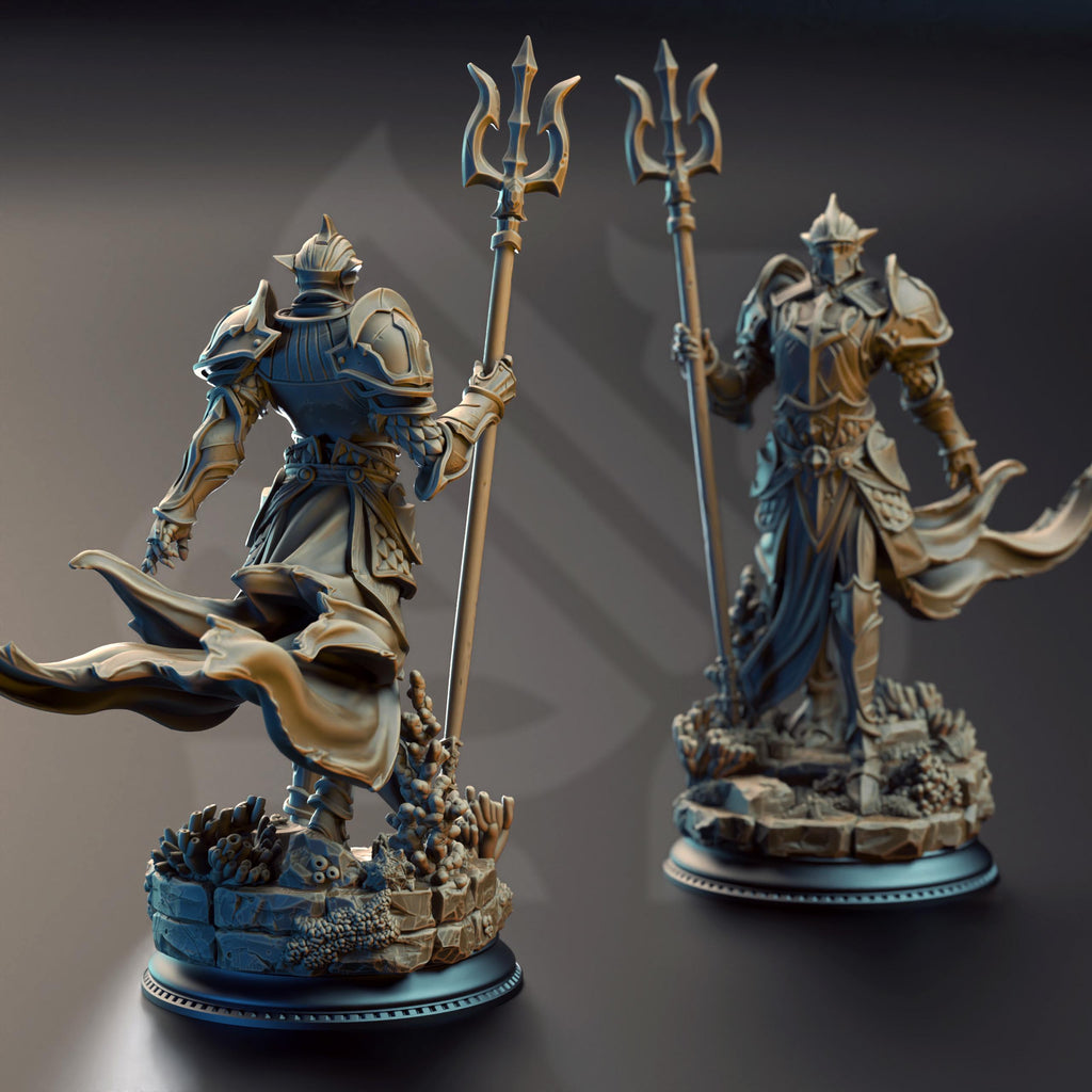 Cylantros Azurius | Human Fighter Deep Sea Paladin | 32mm / 28mm / 75mm | Ideal for Tabletop RPGs | Dungeons and Dragons - Dm Stash