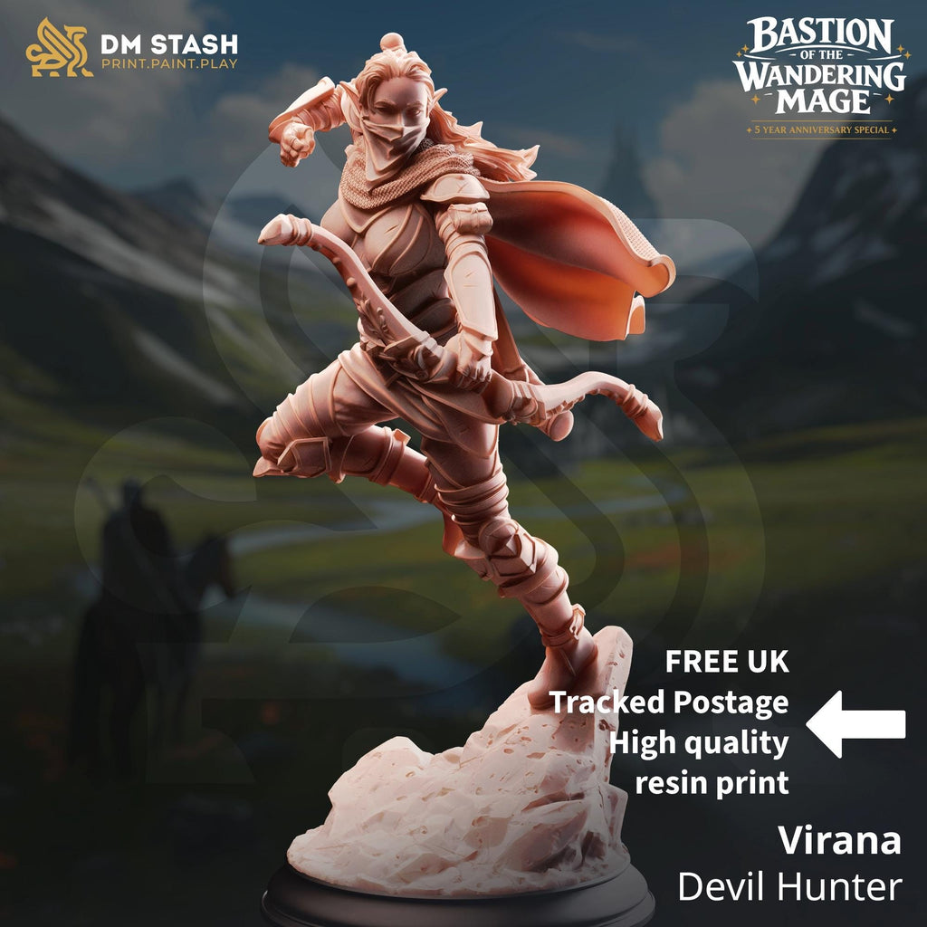 Virana Elf Ranger Fighter DND Miniature | 32mm Resin RPG Figure Dungeons and Dragons