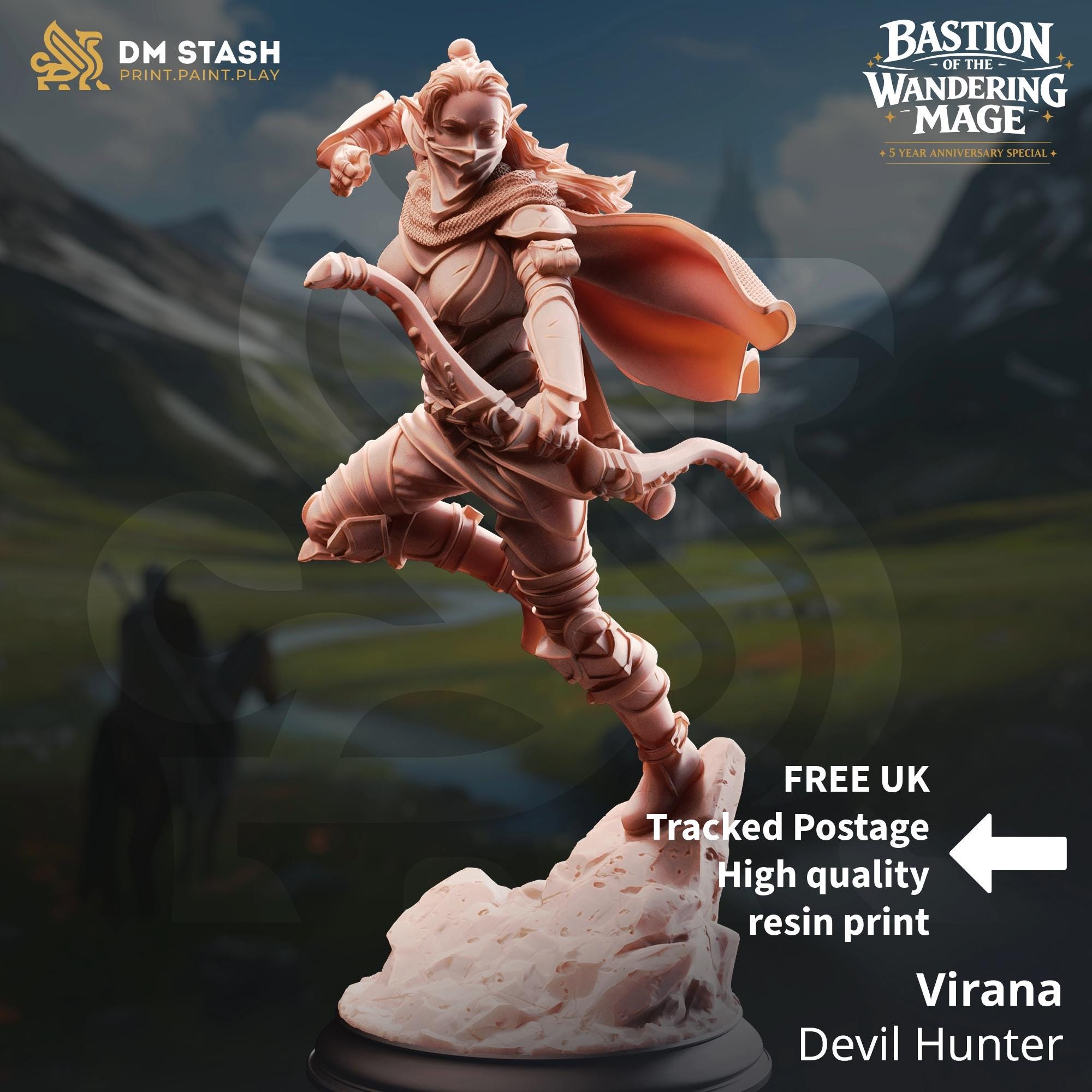 Virana Elf Ranger Fighter DND Miniature | 32mm Resin RPG Figure Dungeons and Dragons