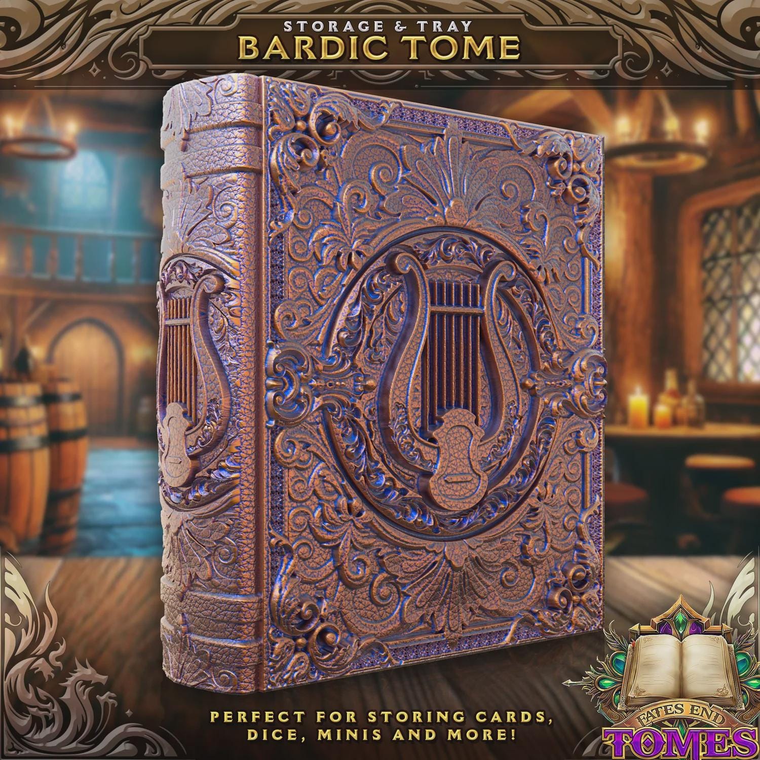 Bard Dice Tower Book | Dungeons & Dragons Dice Storage Tome | RPG Dice Tray | Bardic Gift | TTRPG Accessory Organiser
