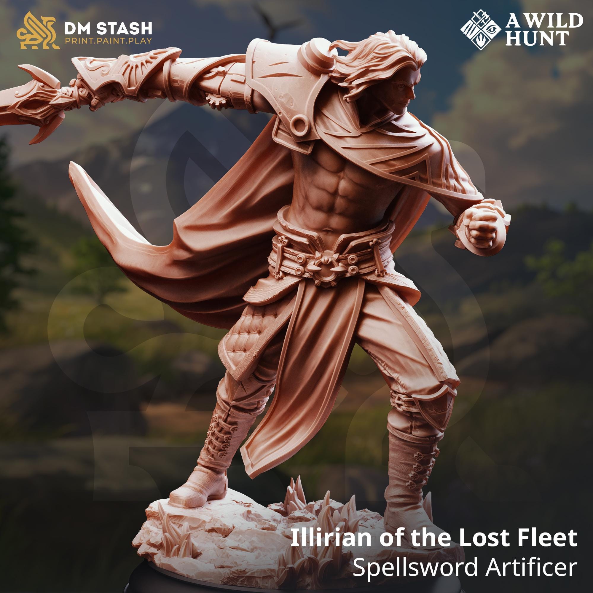 Illarian | Male Human Fighter Barbarian Paladin | 32mm / 28mm / 75mm | Ideal for Tabletop RPGs | Dungeons and Dragons - Dm Stash