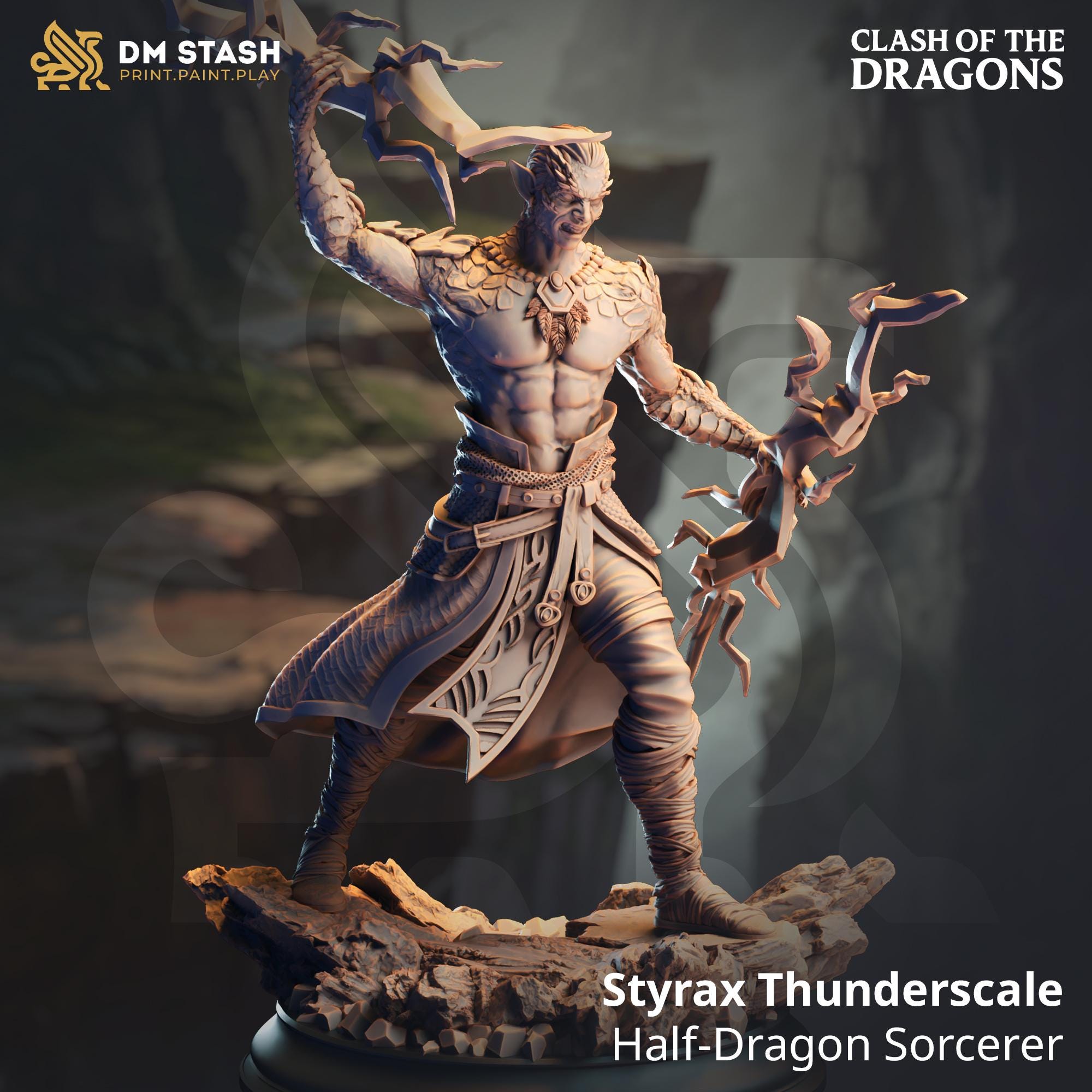 Styrax Thunderscale | Draconic Bloodline Sorcerer | 32mm / 28mm / 75mm | Ideal for Tabletop RPGs | Dungeons and Dragons - Dm Stash