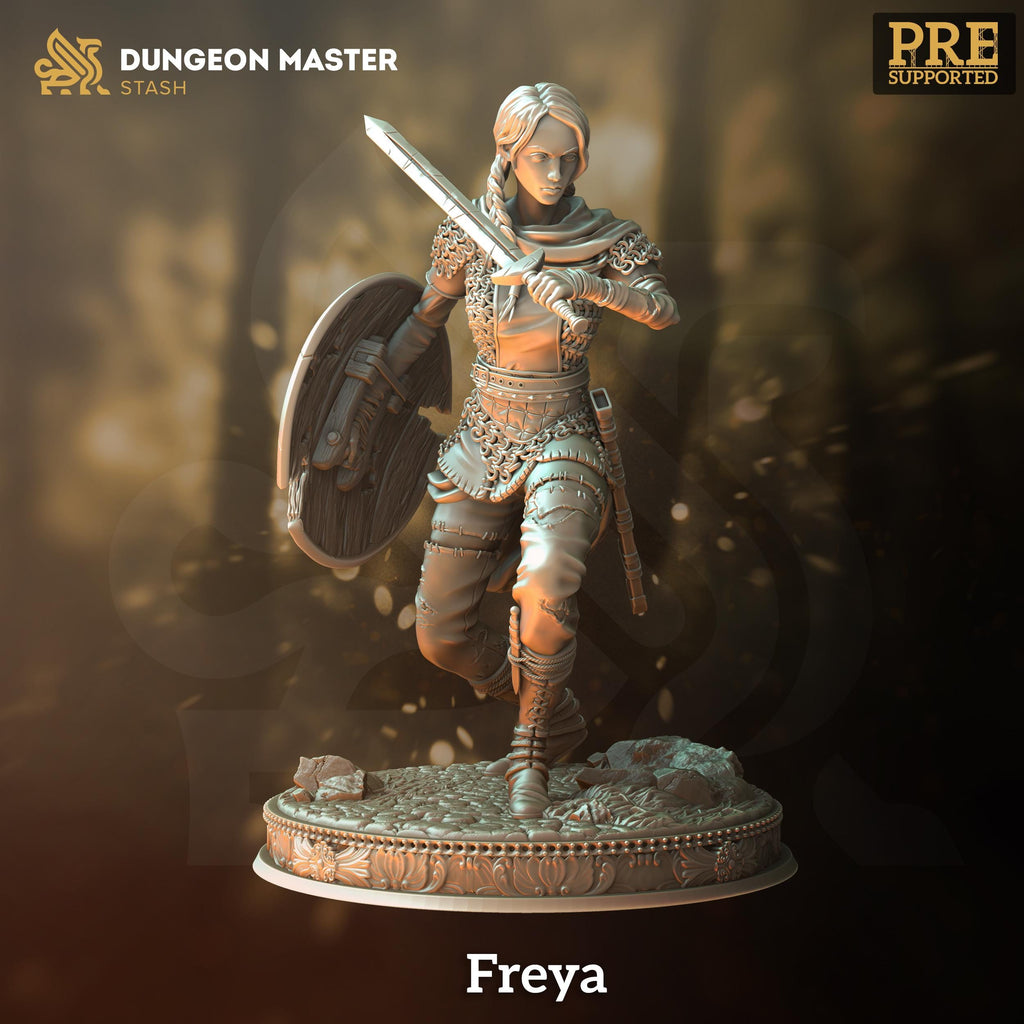 Freya The Fearless | Human Fighter Paladin | 32mm / 28mm / 75mm | Ideal for Tabletop RPGs | Dungeons and Dragons - Dm Stash