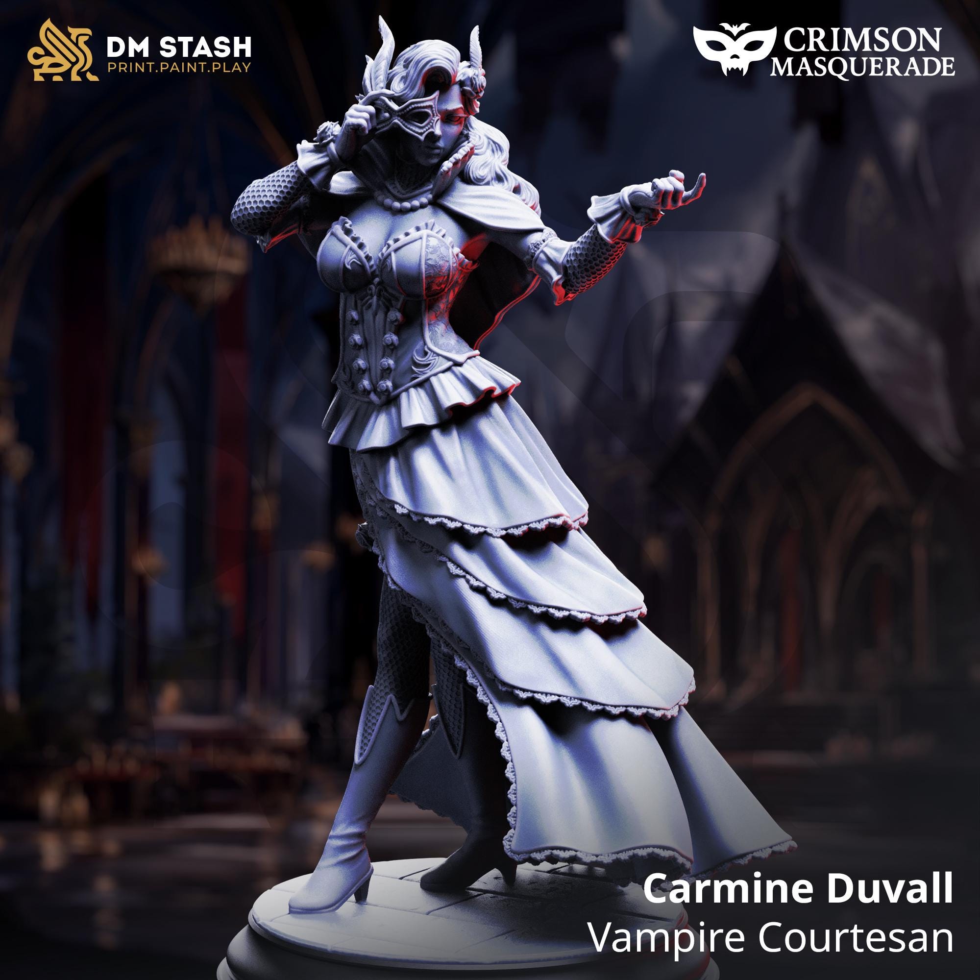 Carmine Duvall | Vampire Courtesan Curse Of Strahd | 32mm / 28mm / 75mm | Ideal for Tabletop RPGs | Dungeons and Dragons - Dm Stash