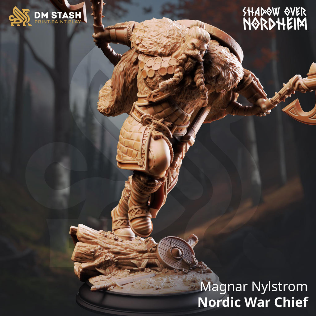 Magnar Nordic War Chief| Human Fighter Barbarian Viking | 32mm / 28mm / 75mm | Ideal for Tabletop RPGs | Dungeons and Dragons - Dm Stash