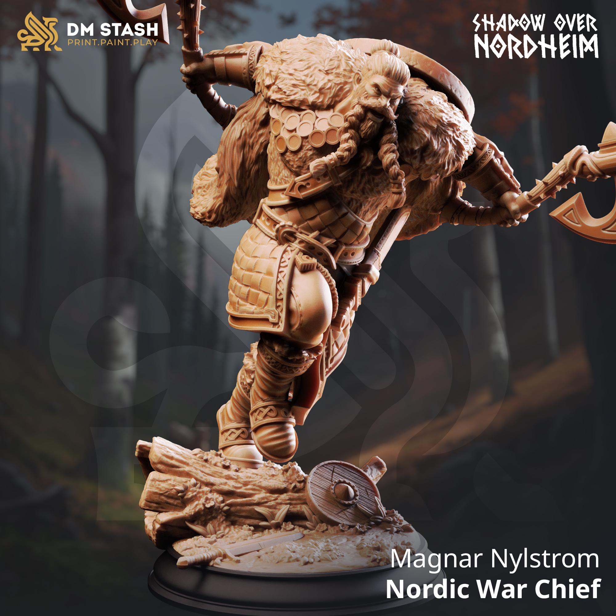 Magnar Nordic War Chief| Human Fighter Barbarian Viking | 32mm / 28mm / 75mm | Ideal for Tabletop RPGs | Dungeons and Dragons - Dm Stash
