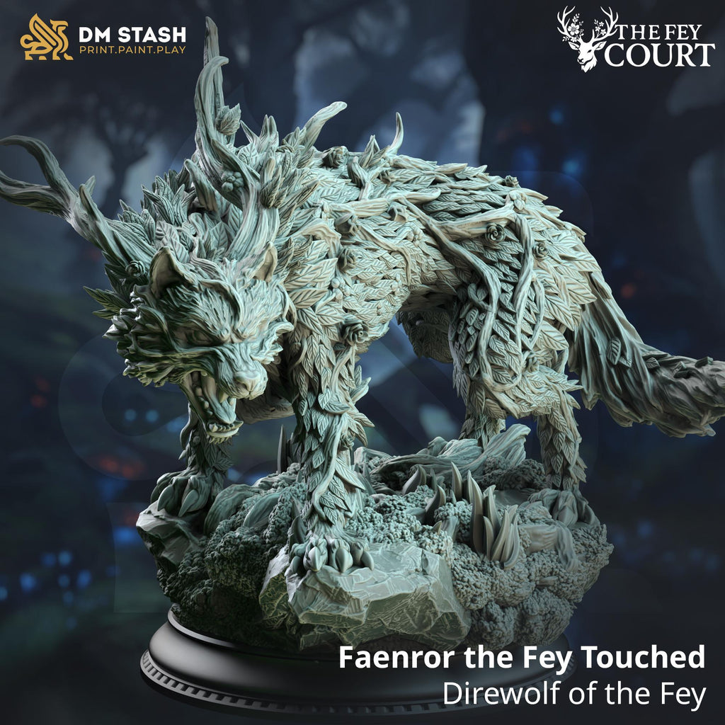 Feytouched Direwolf  | Faenror, DND Miniature | 32mm Resin RPG Figure Dungeons and Dragons