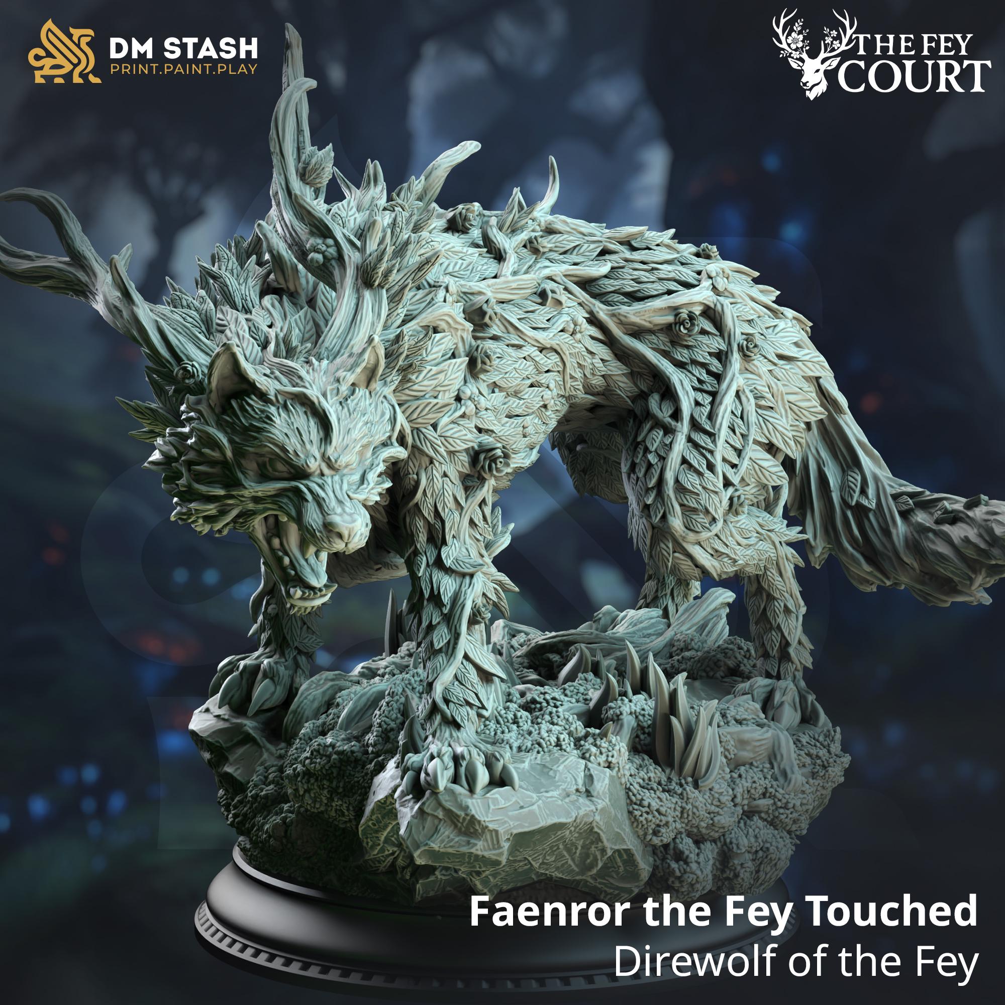 Feytouched Direwolf  | Faenror, DND Miniature | 32mm Resin RPG Figure Dungeons and Dragons