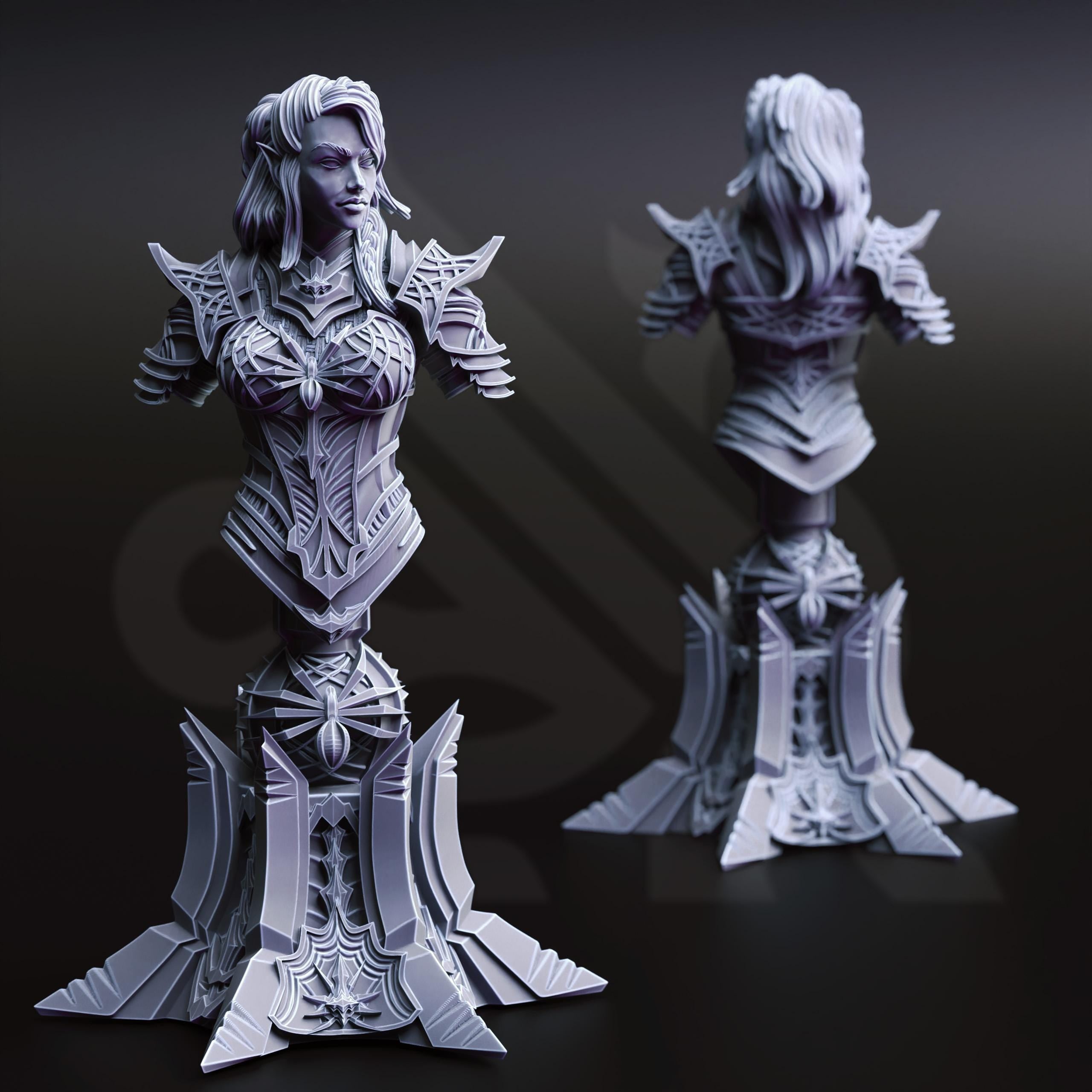 Vakara N'thara | Female Drow Dark Elf Assassin Rogue BUST | 32mm / 28mm / 75mm | Ideal for Tabletop RPGs | Dungeons and Dragons - Dm Stash