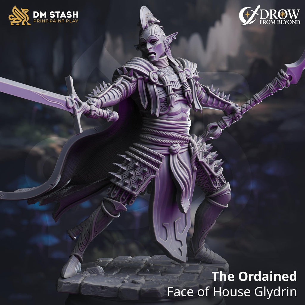 The Ordained | Drow Dark Elf Paladin Fighter | 32mm / 28mm / 75mm | Ideal for Tabletop RPGs | Dungeons and Dragons - Dm Stash