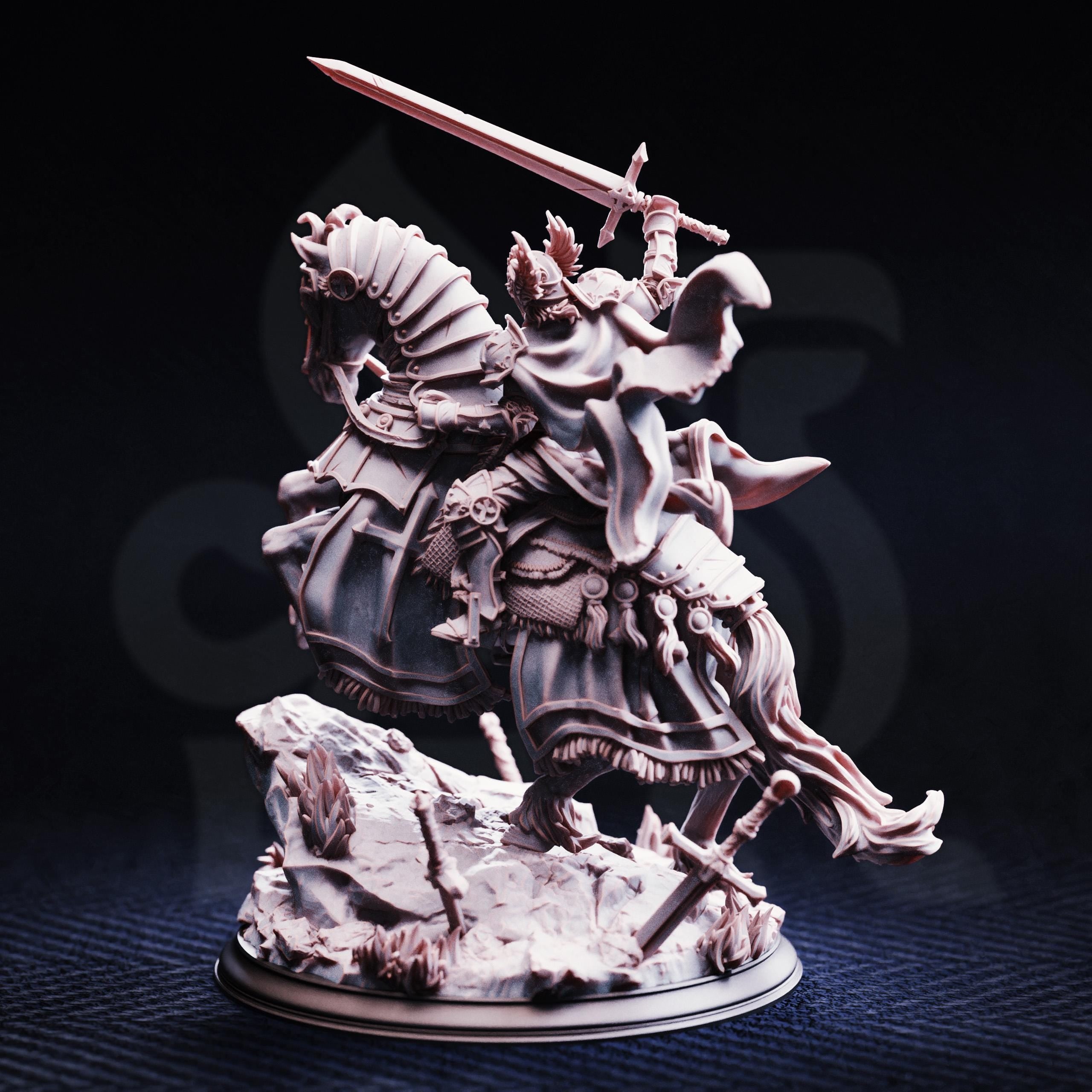 Jeanne Maiden Of Justice With Mount | Human Paladin Fighter | 32mm / 28mm / 75mm | Ideal for Tabletop RPGs | Dungeons and Dragons - Dm Stash