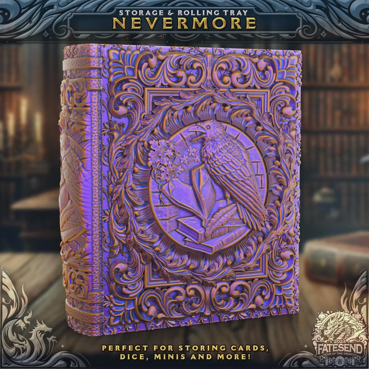 Raven Tome Gothic Tower Book | Dungeons & Dragons Dice Storage Tome | RPG Dice Tray | Bardic Gift | TTRPG Accessory Organiser